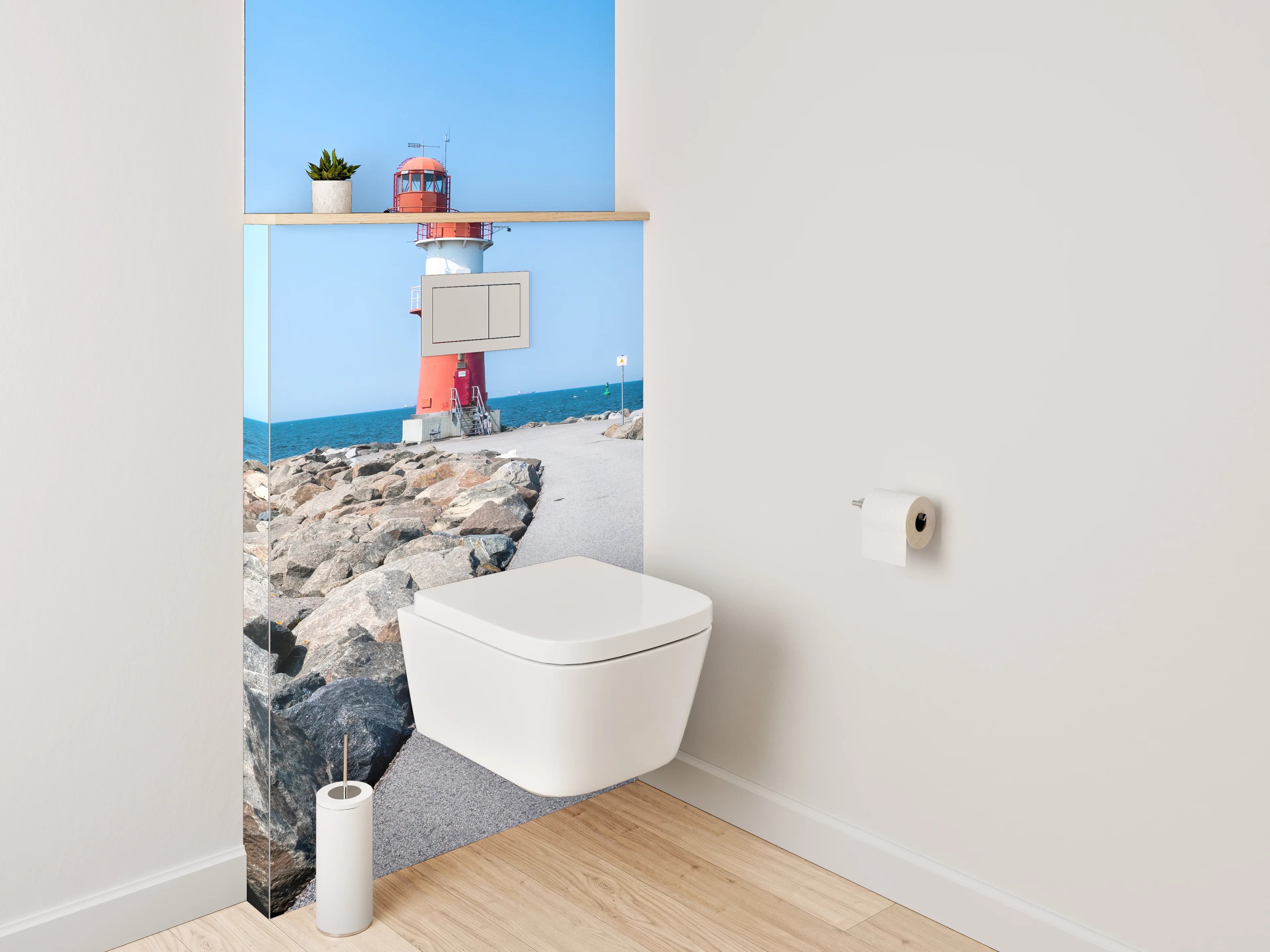 WC-Rückwand - Leuchtturm am Felsendamm Küste Panoramablick