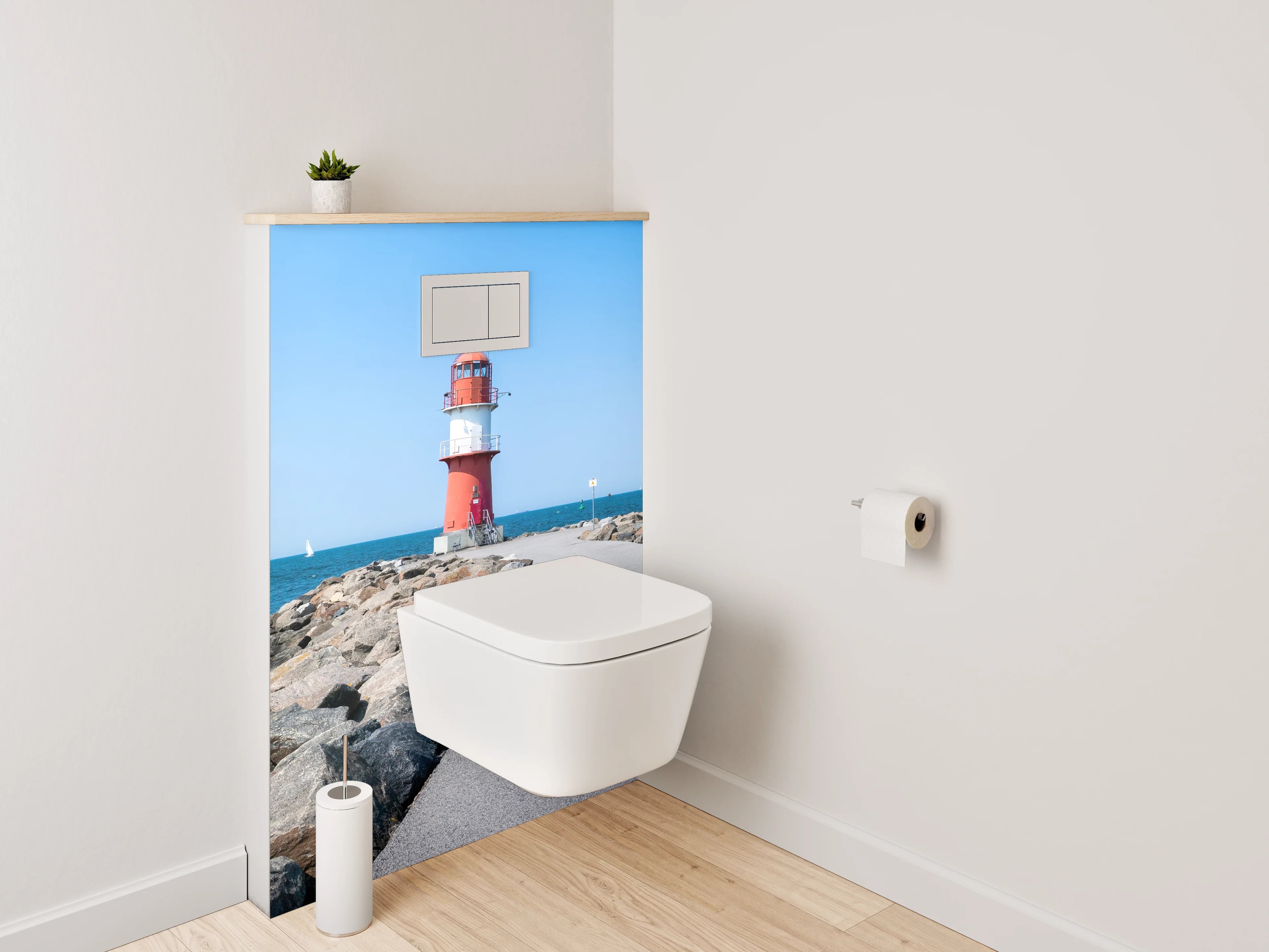 WC-Rückwand - Leuchtturm am Felsendamm Küste Panoramablick