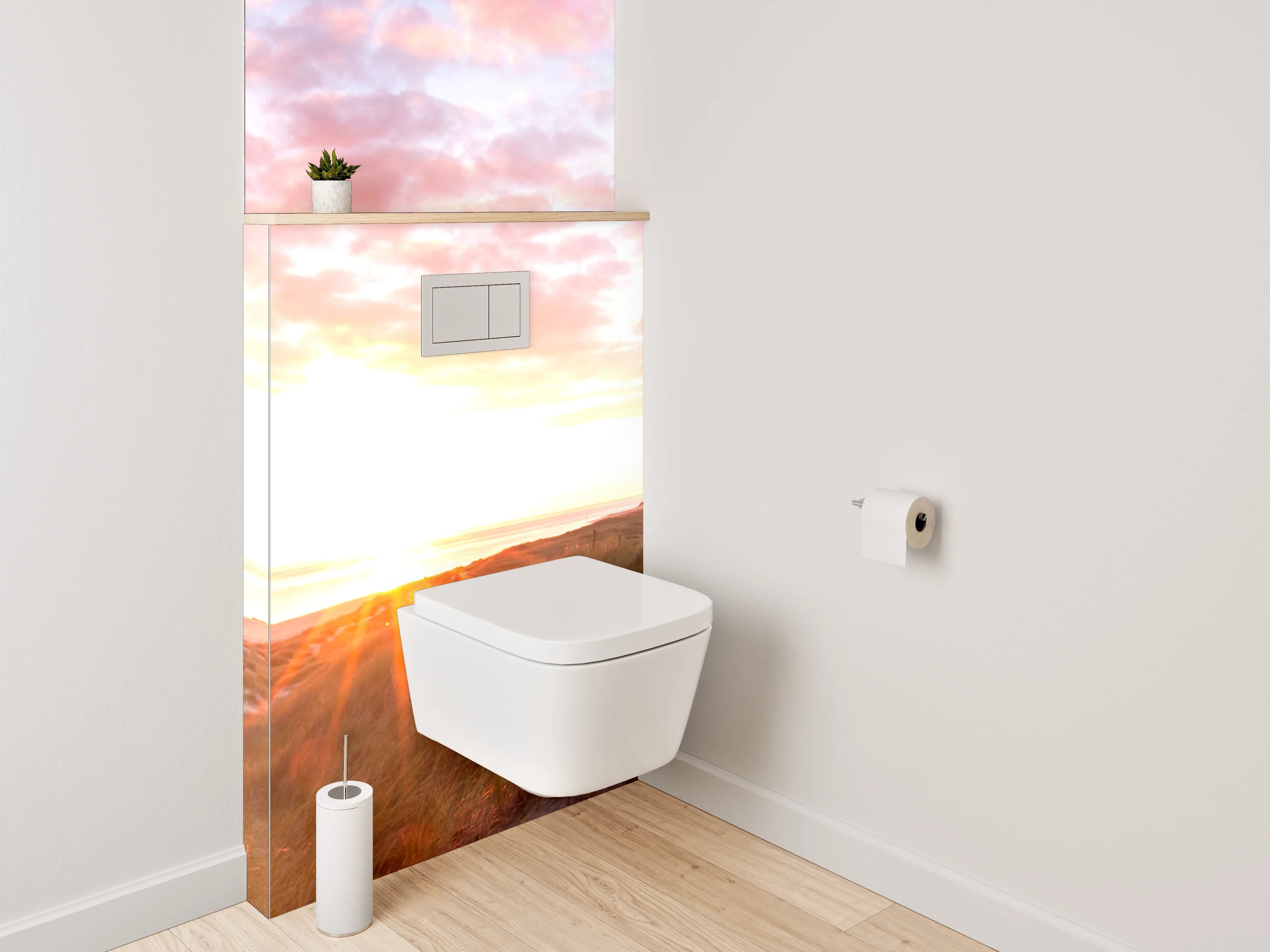 WC-Rückwand - Leuchtturm am Meer Sonnenuntergang