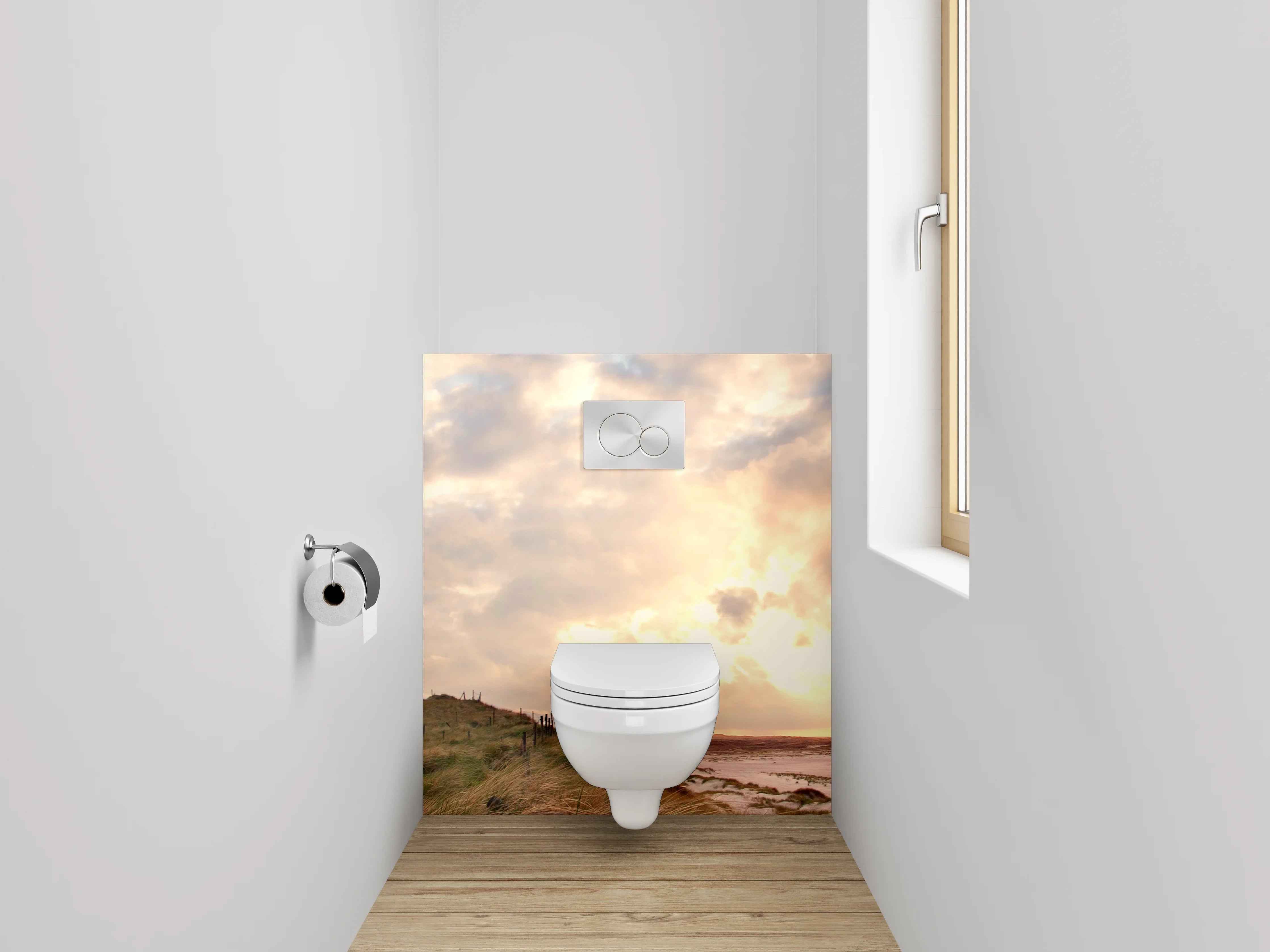 WC-Rückwand - Leuchtturm am Meer in Abendstimmung