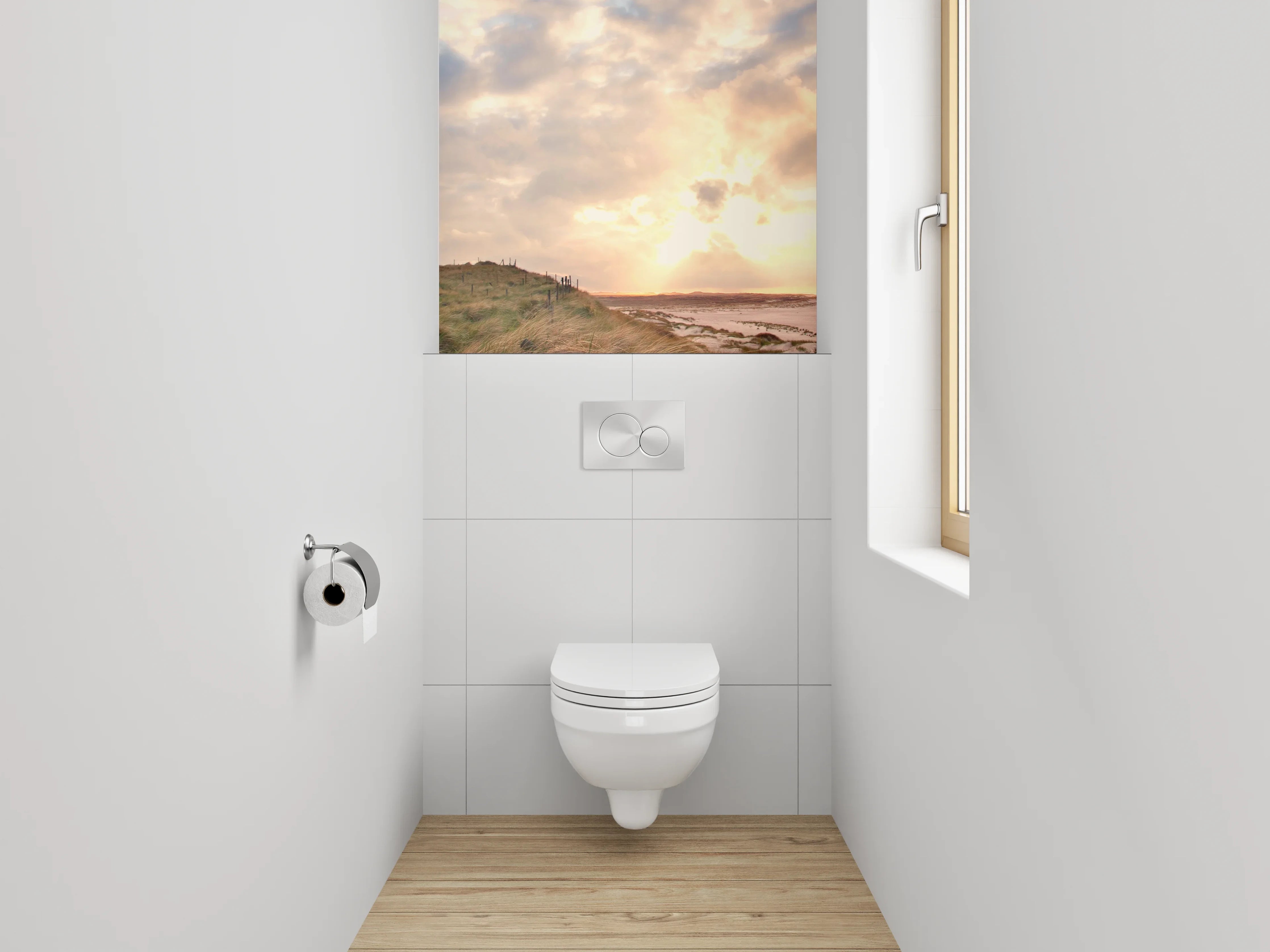 WC-Rückwand - Leuchtturm am Meer in Abendstimmung