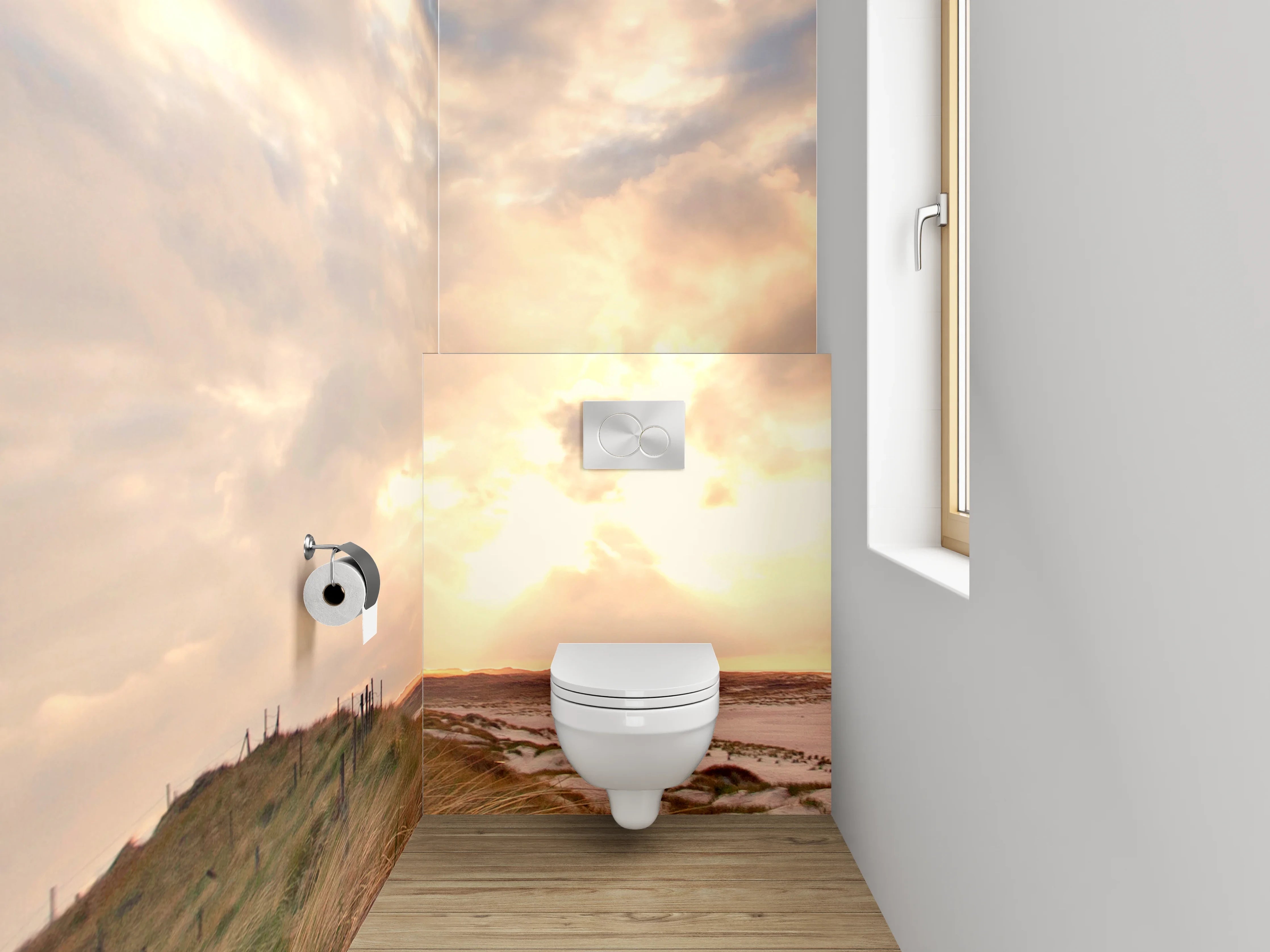 WC-Rückwand - Leuchtturm am Meer in Abendstimmung