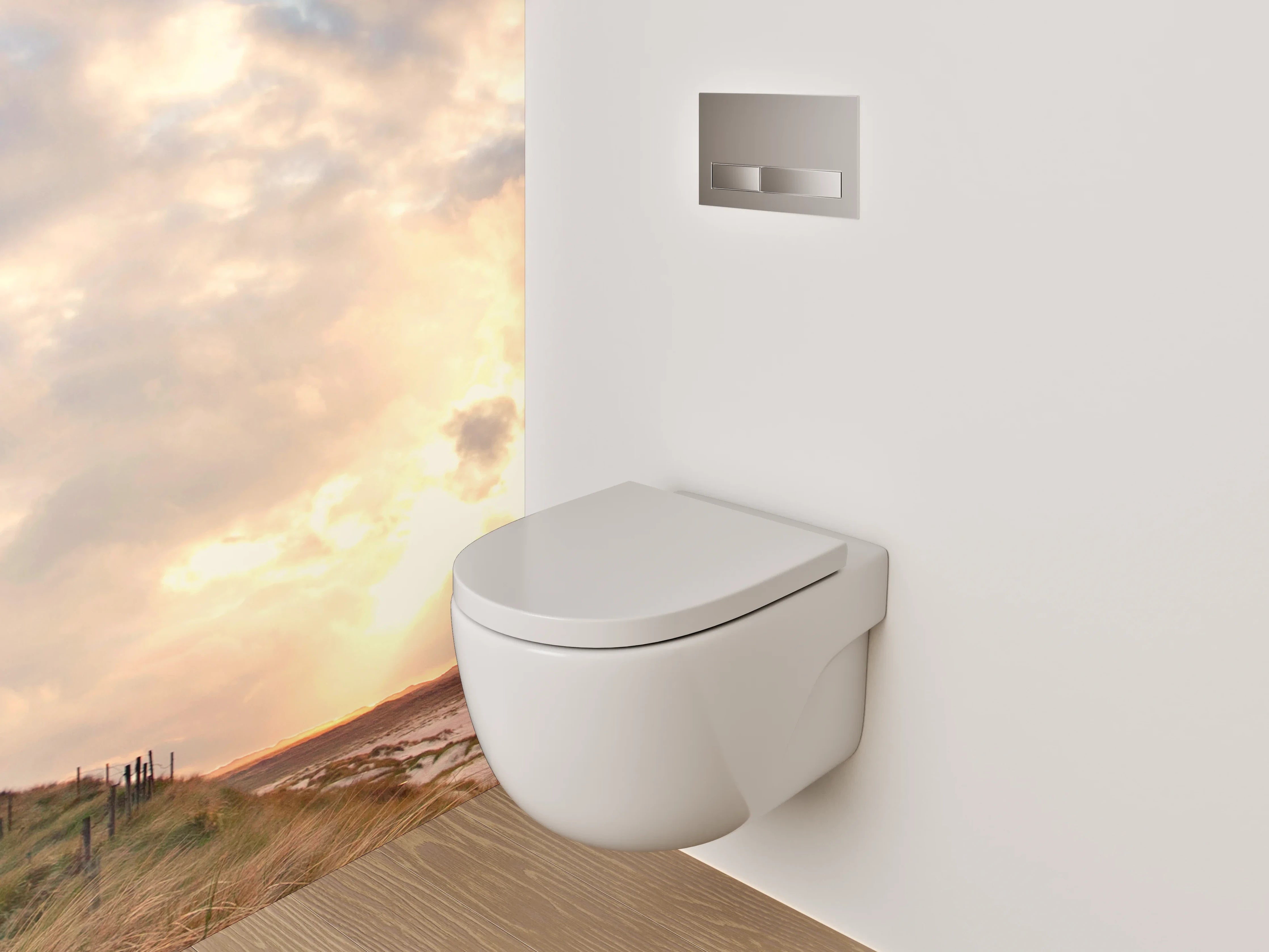WC-Rückwand - Leuchtturm am Meer in Abendstimmung