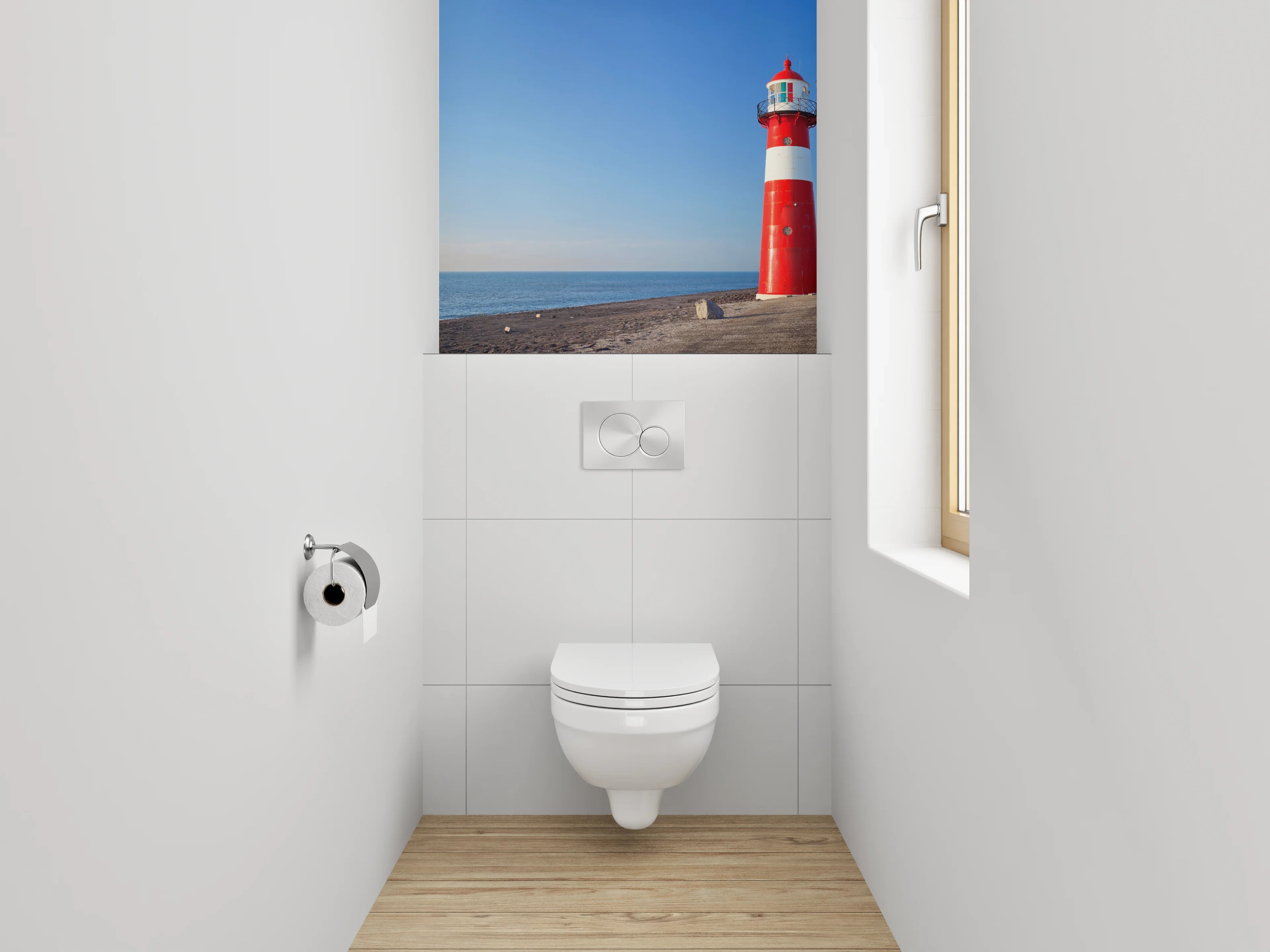 WC-Rückwand - Leuchtturm an weiter Küste