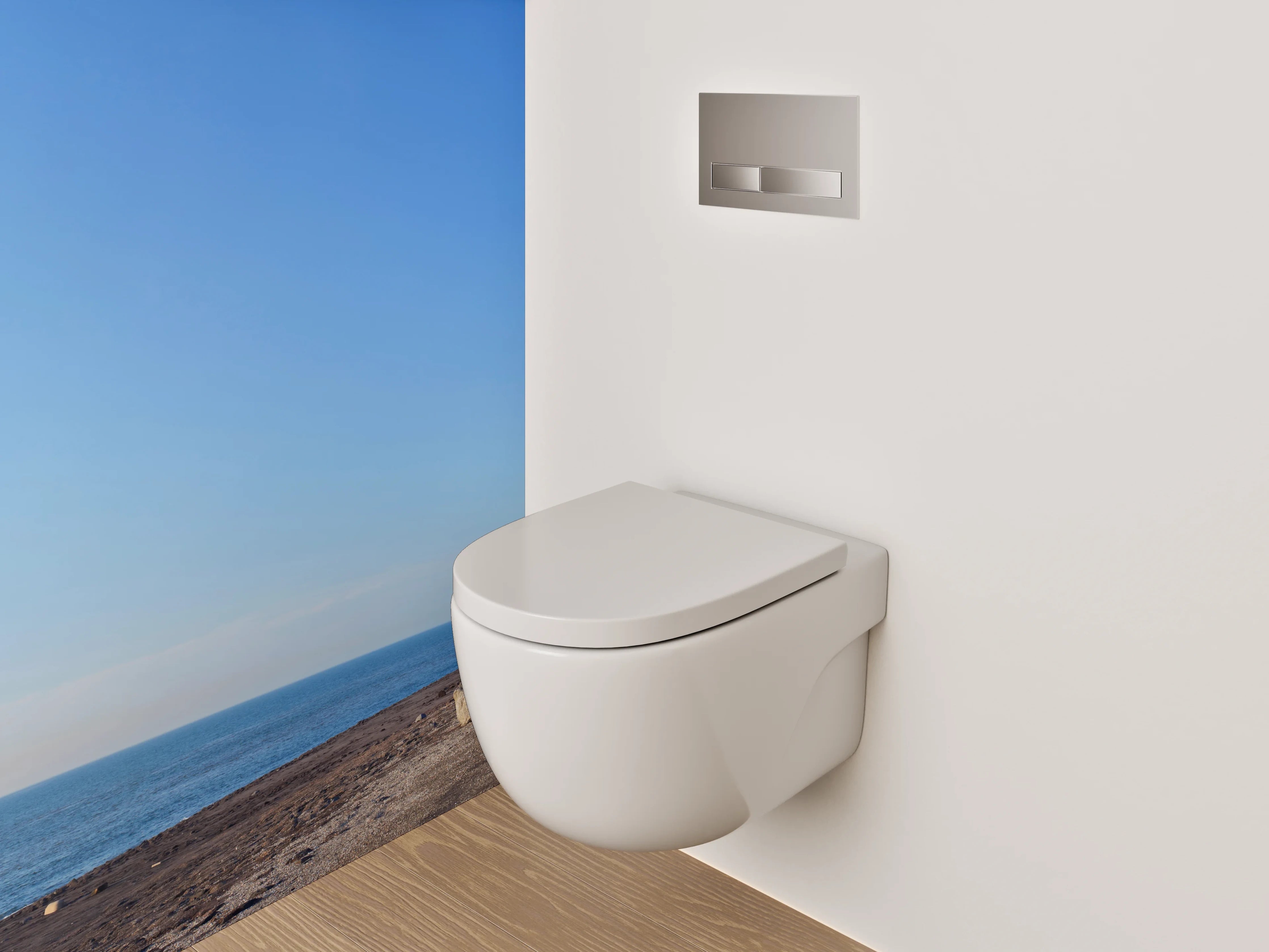 WC-Rückwand - Leuchtturm an weiter Küste