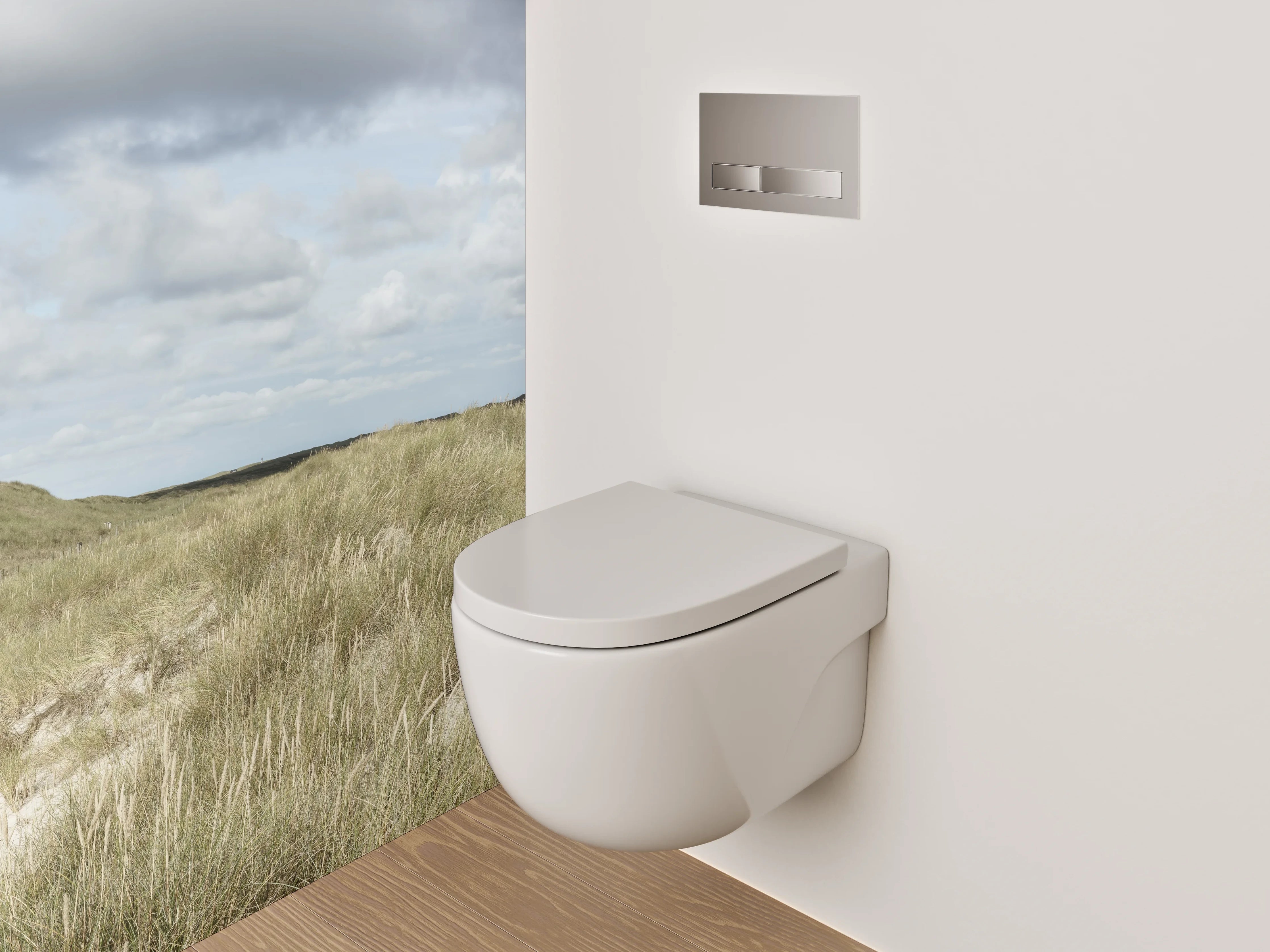 WC-Rückwand - Leuchtturm in den Dünen