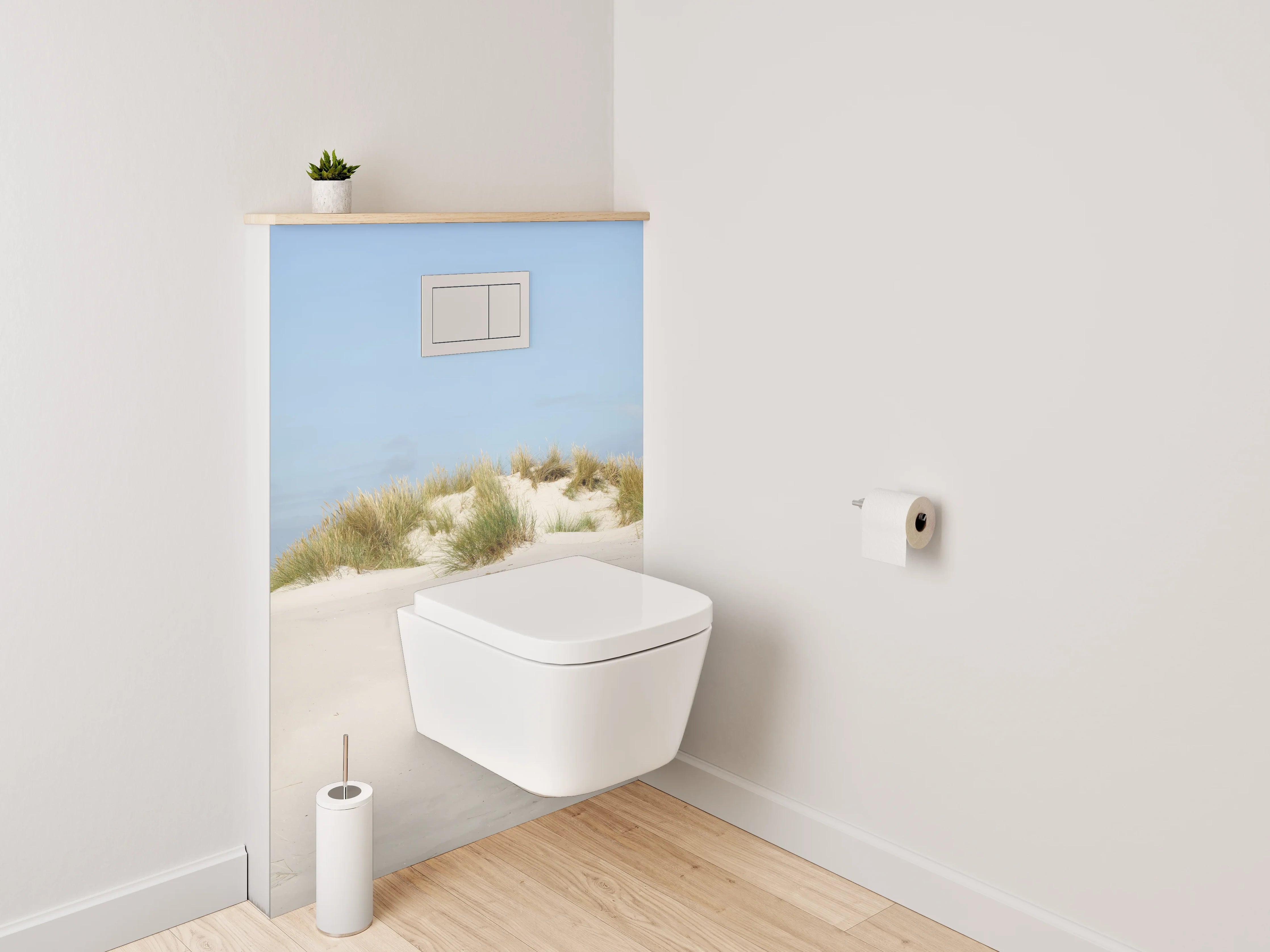 WC-Rückwand - Leuchtturm und Dünen am Sandstrand