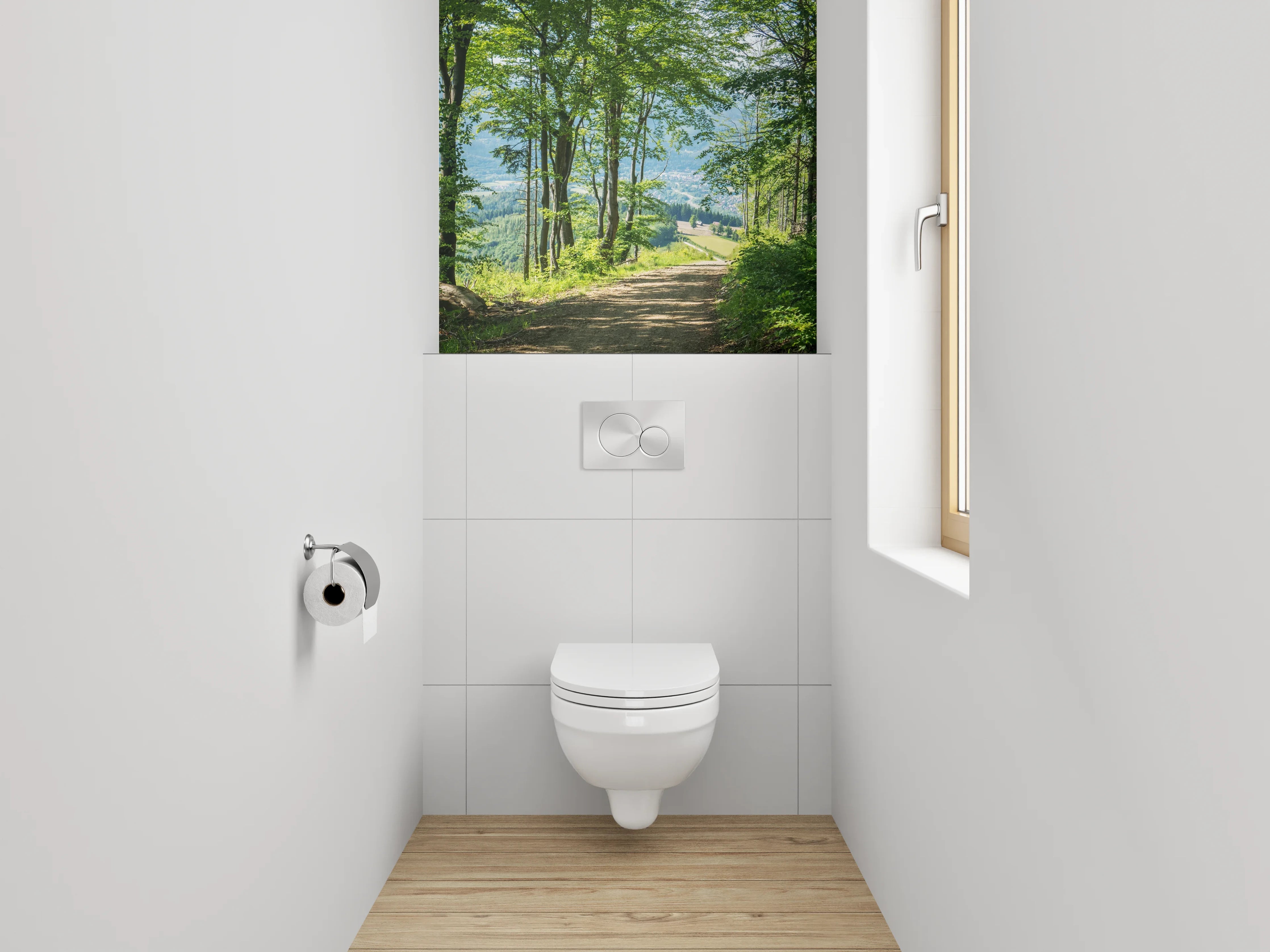 WC-Rückwand - Lichter Waldpfad Panorama