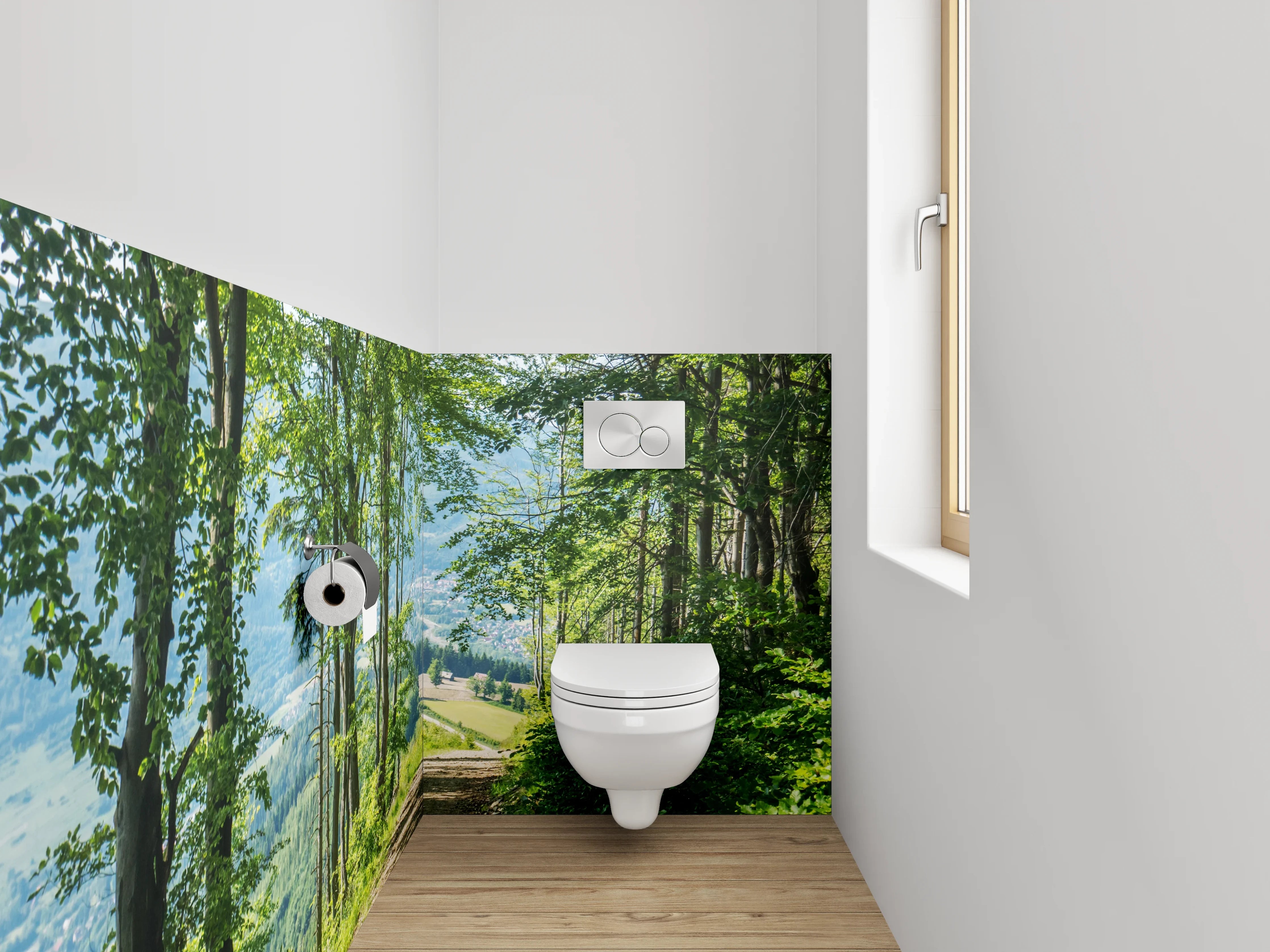 WC-Rückwand - Lichter Waldpfad Panorama