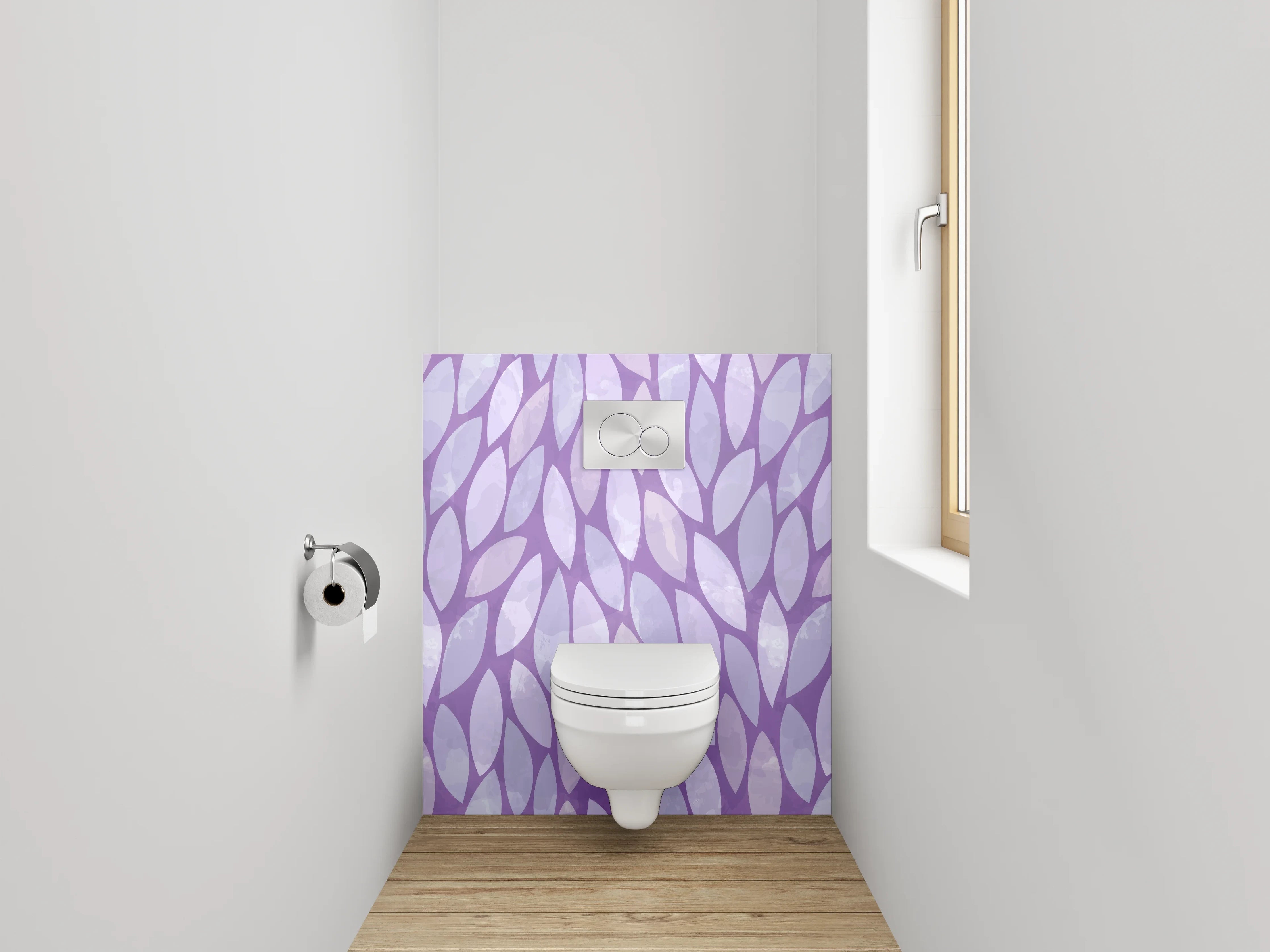 WC-Rückwand - Lila Blätter Muster Modern