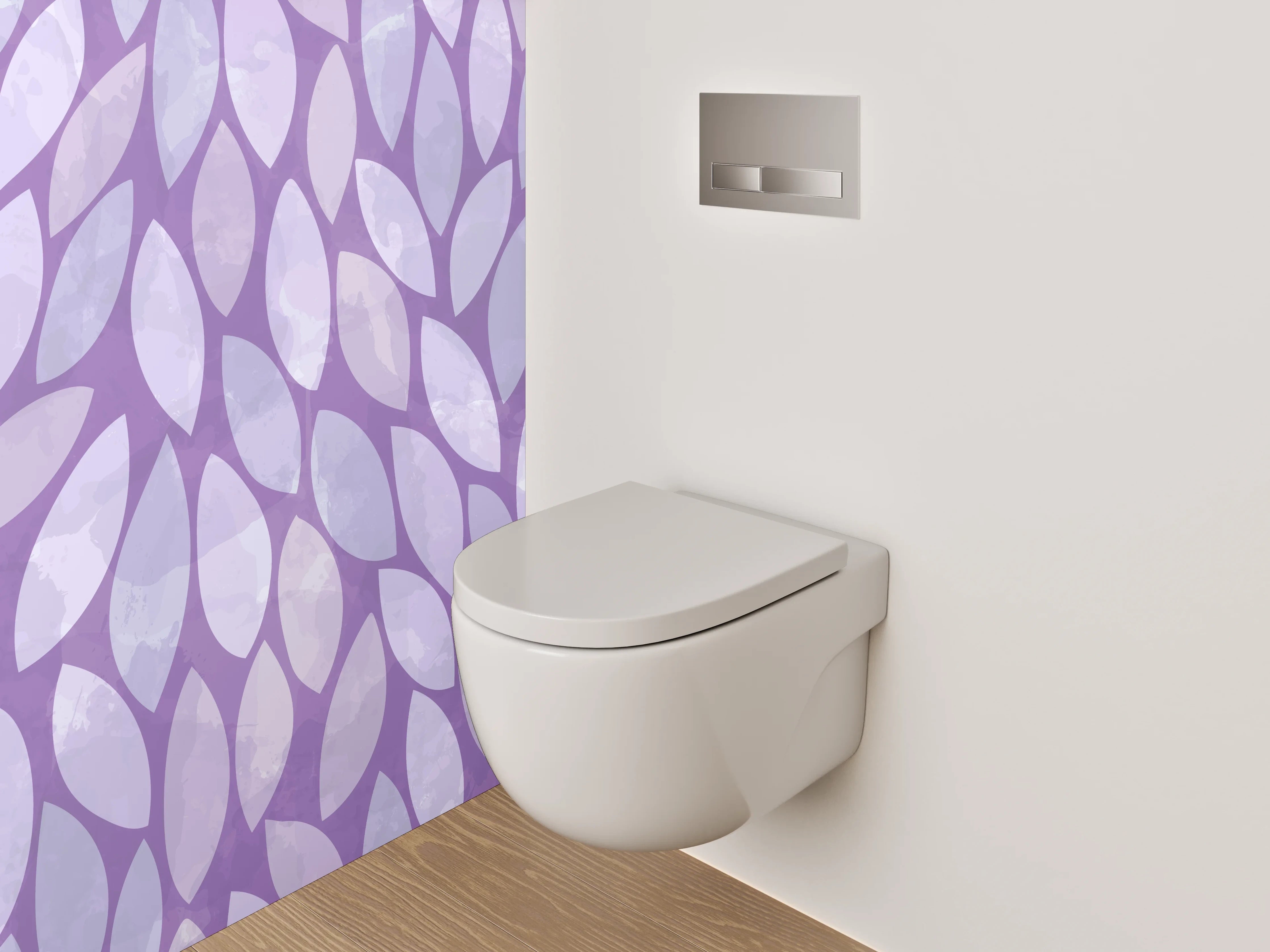 WC-Rückwand - Lila Blätter Muster Modern