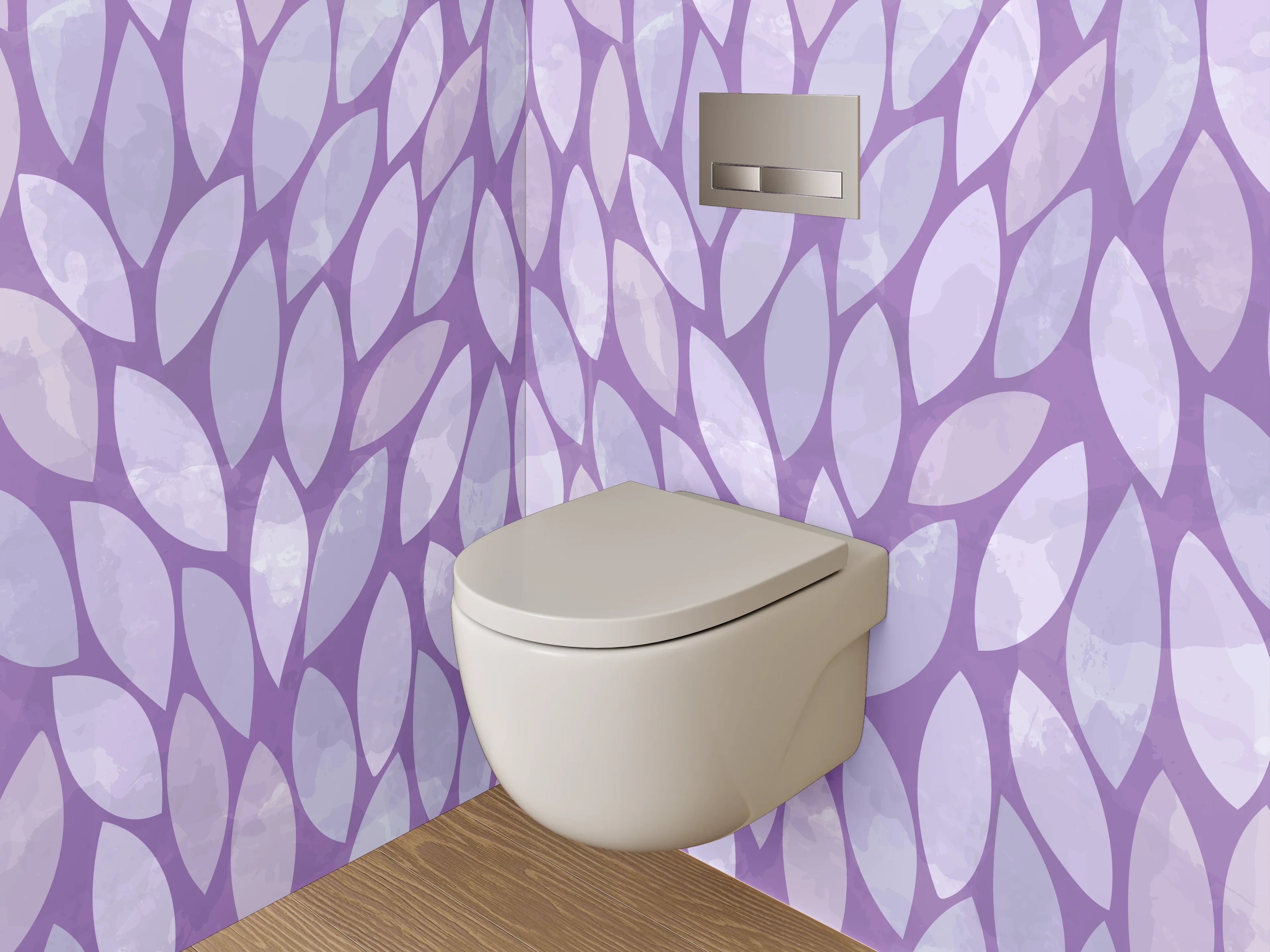 WC-Rückwand - Lila Blätter Muster Modern
