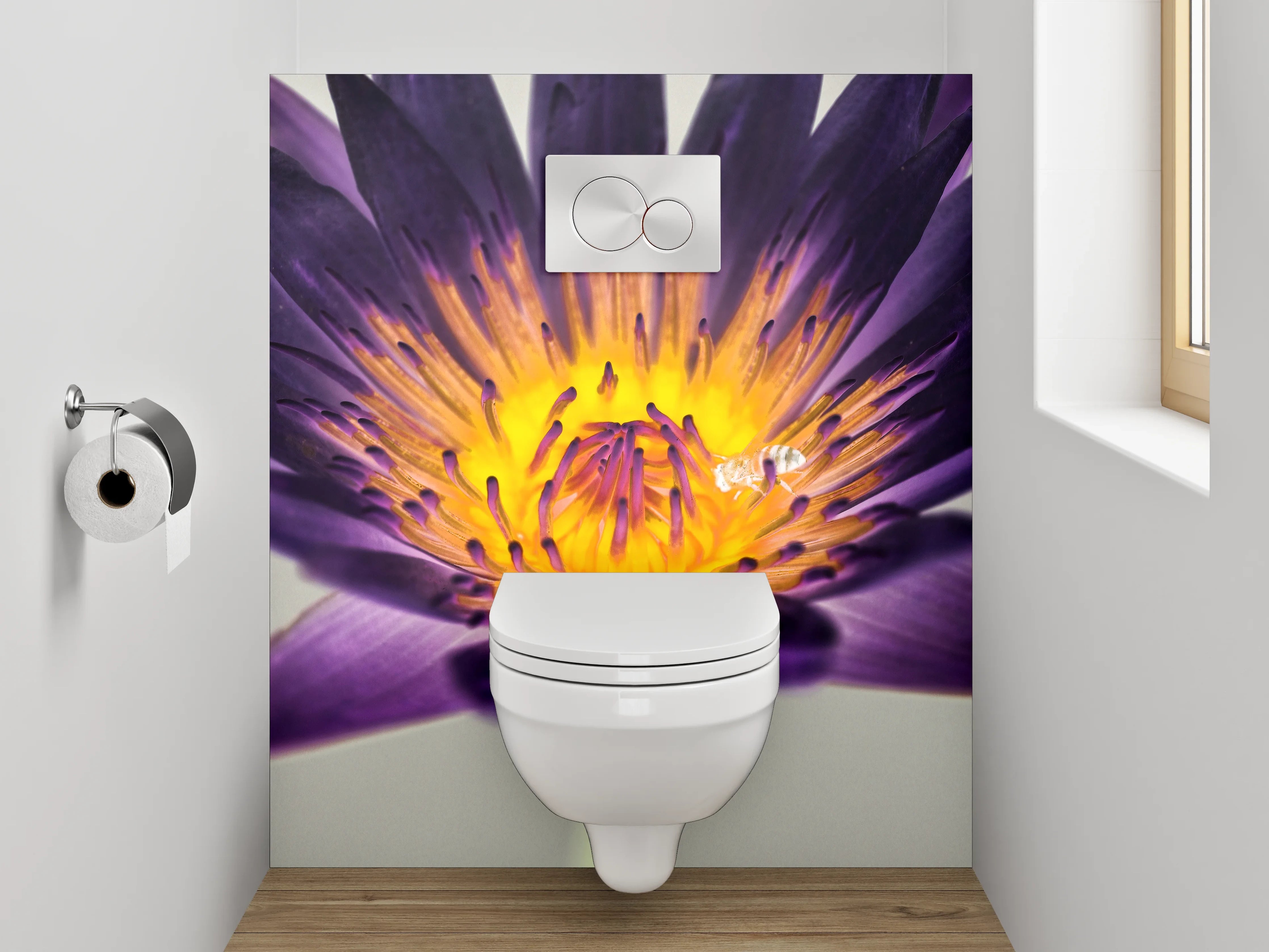 WC-Rückwand - Lila Lotusblüte Makroaufnahme