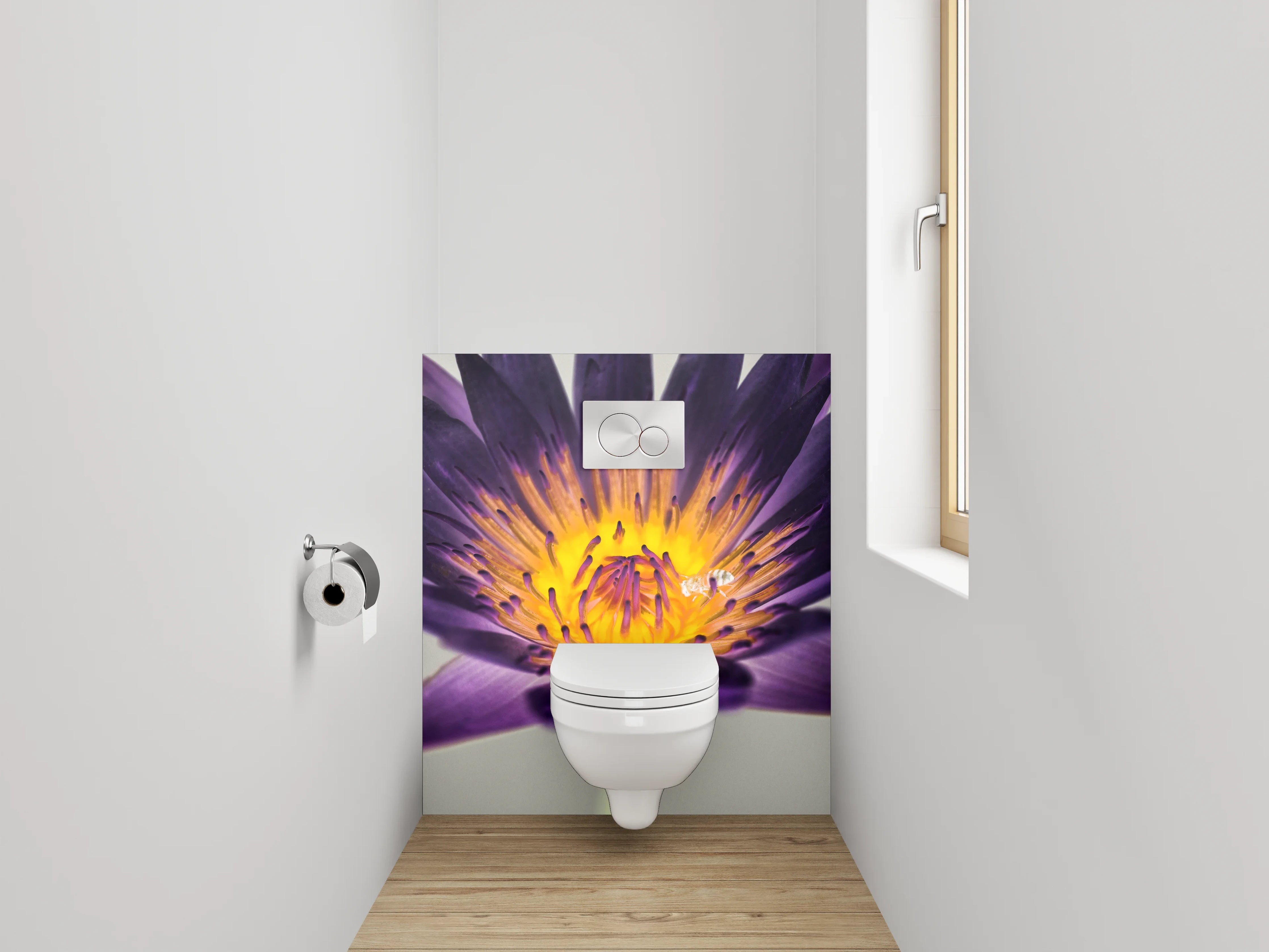 WC-Rückwand - Lila Lotusblüte Makroaufnahme