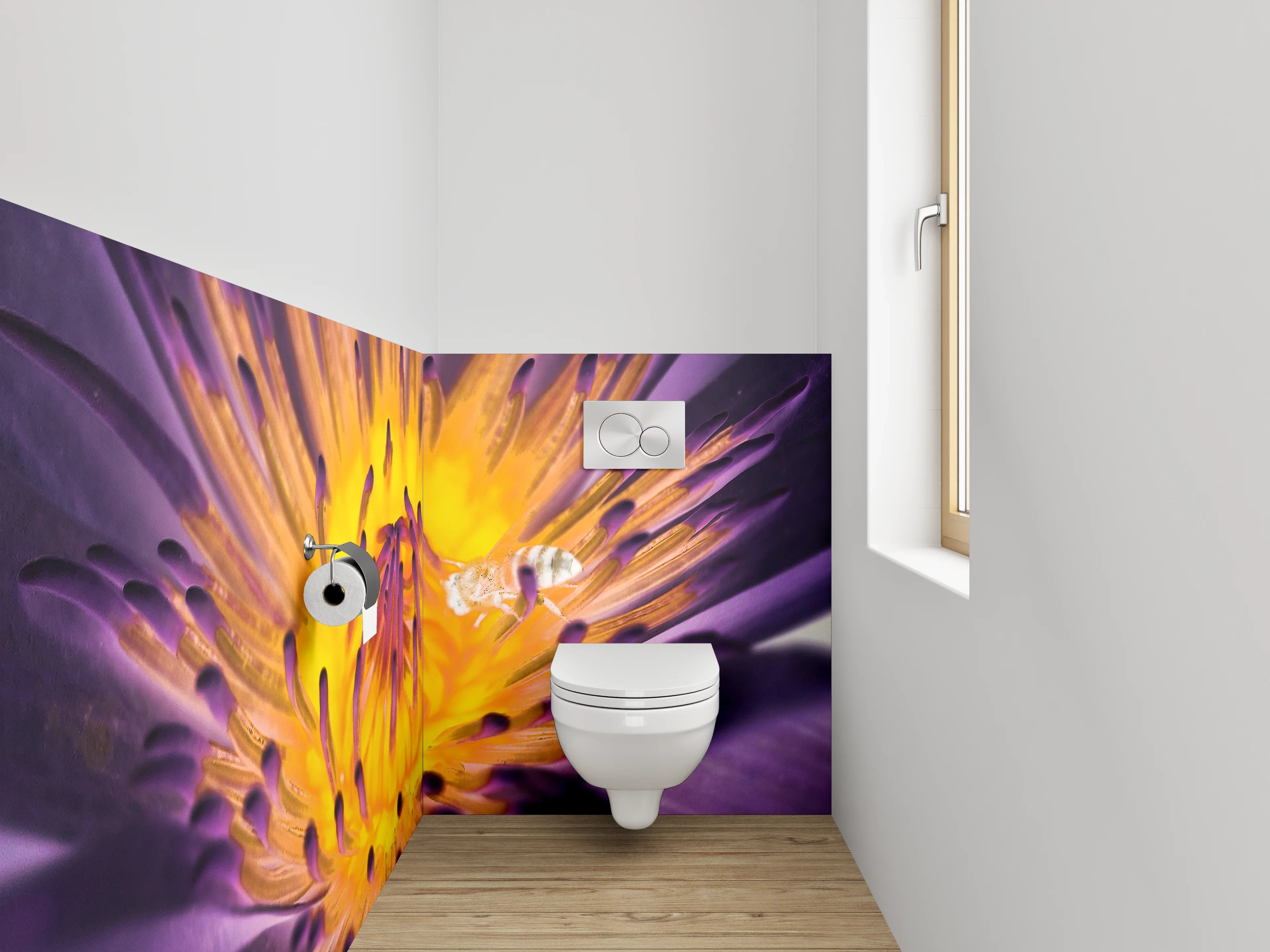 WC-Rückwand - Lila Lotusblüte Makroaufnahme