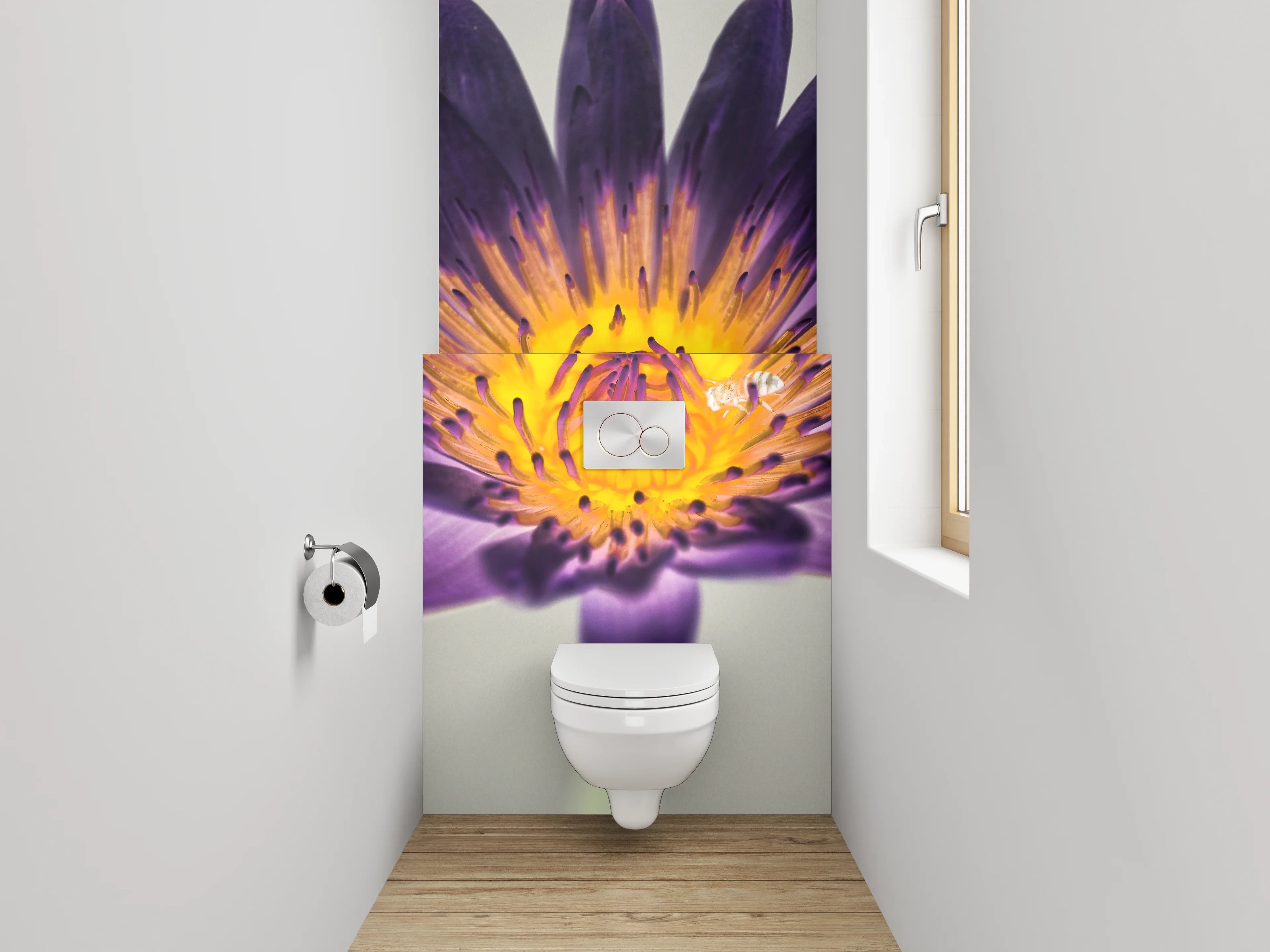 WC-Rückwand - Lila Lotusblüte Makroaufnahme