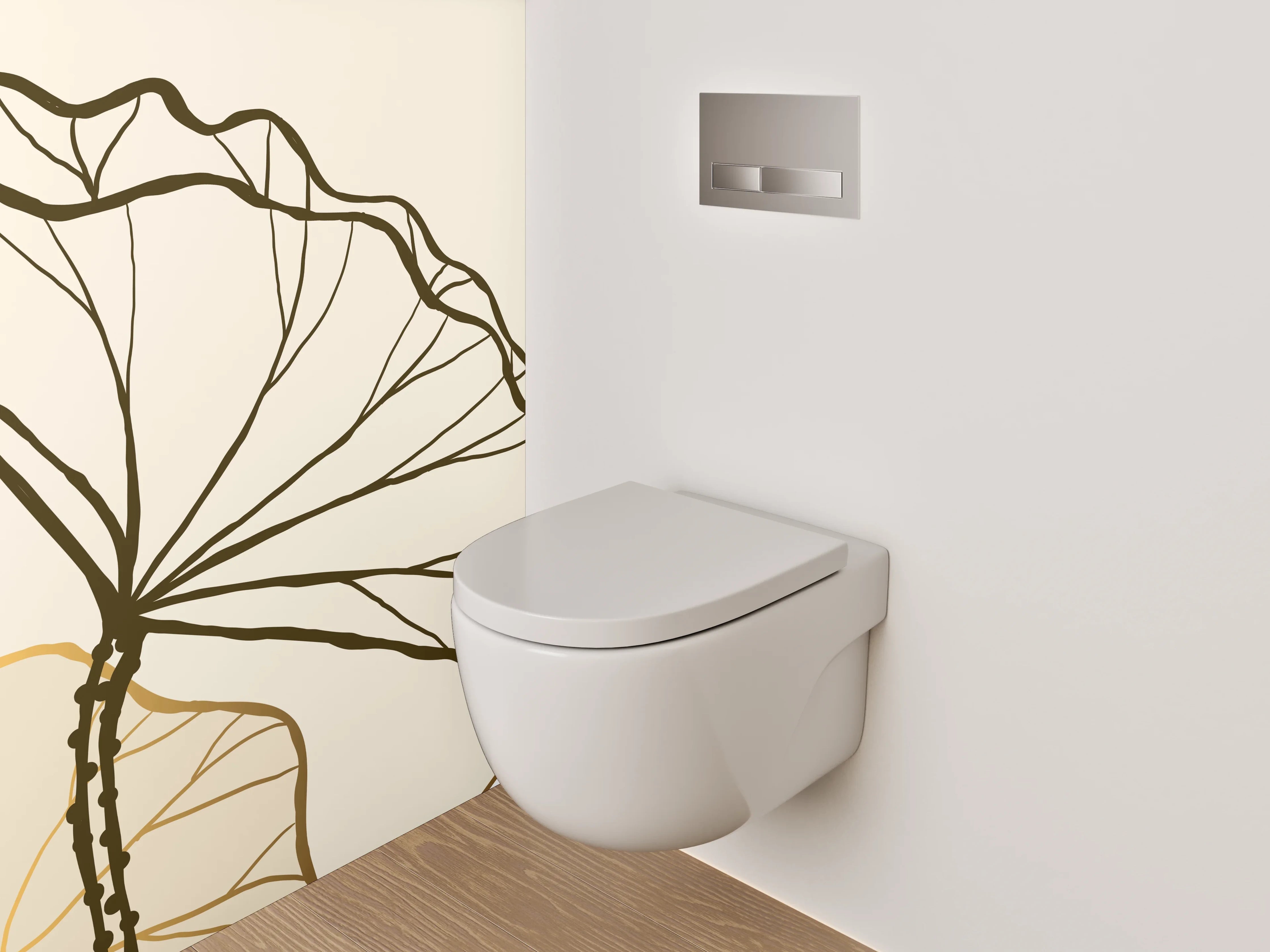 WC-Rückwand - Line Art Lotus Gold Beige