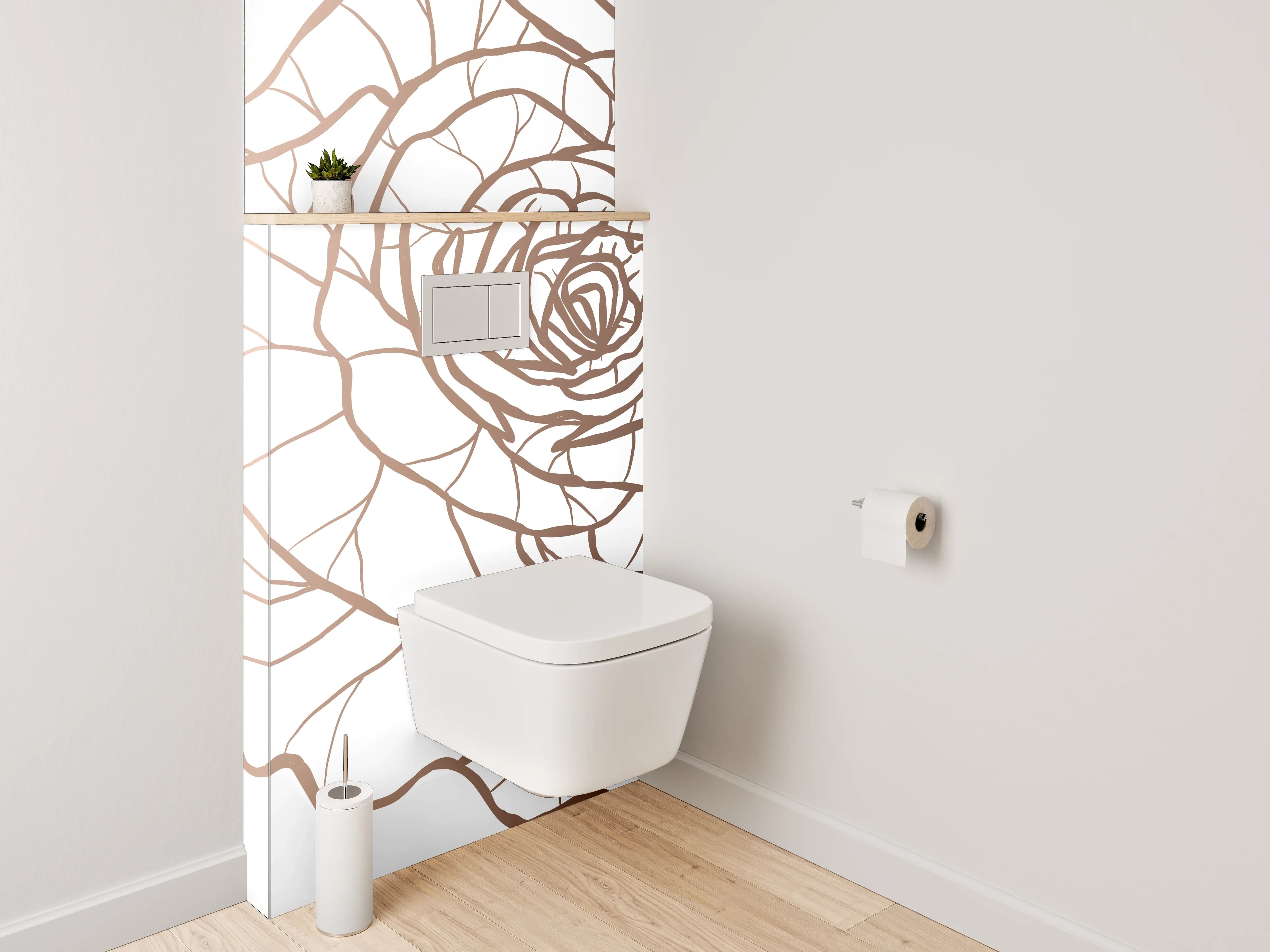 WC-Rückwand - Lineart Rosen auf Weiß – Blumenmotiv