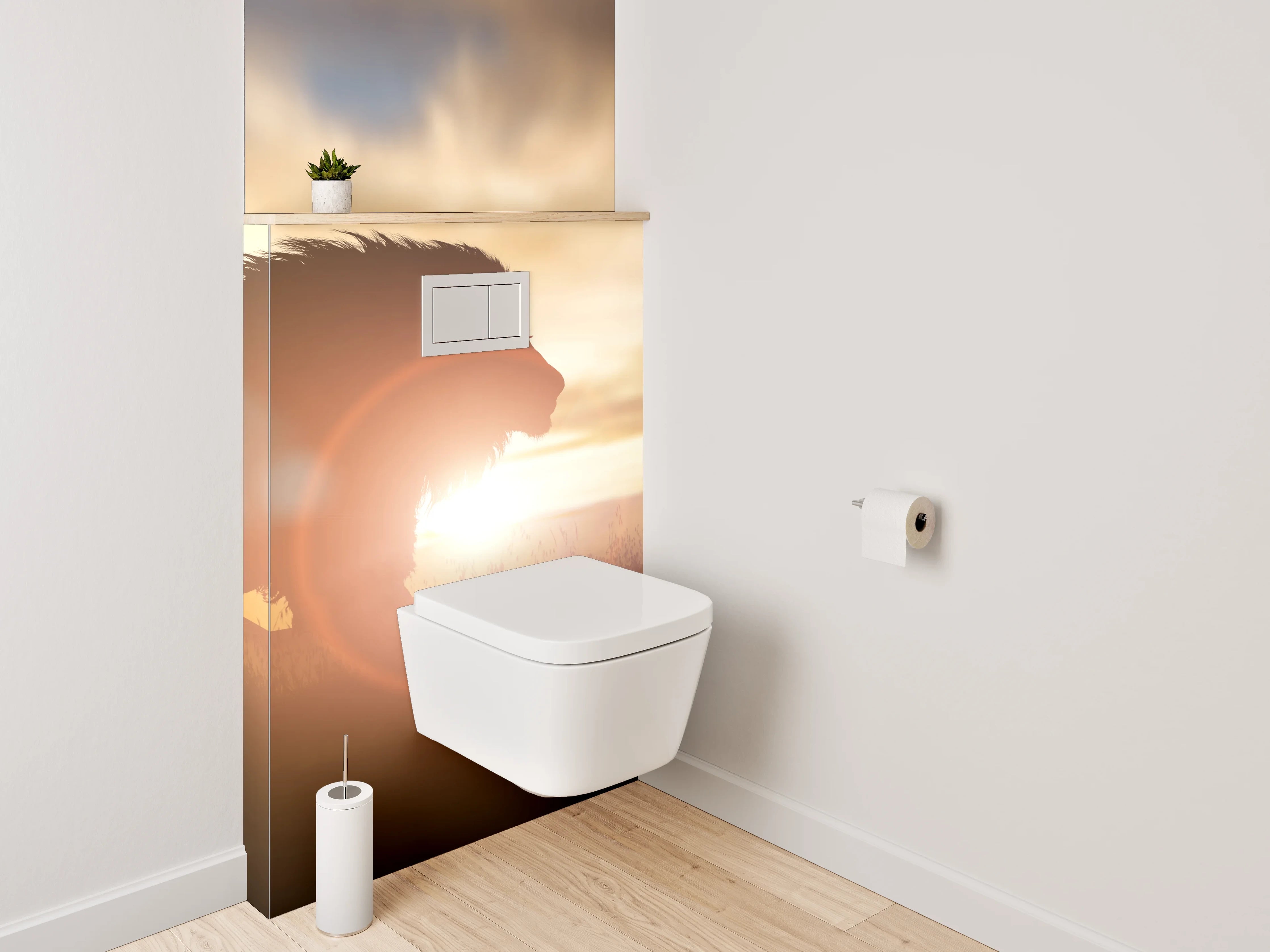WC-Rückwand - Löwe bei Sonnenuntergang Savanne