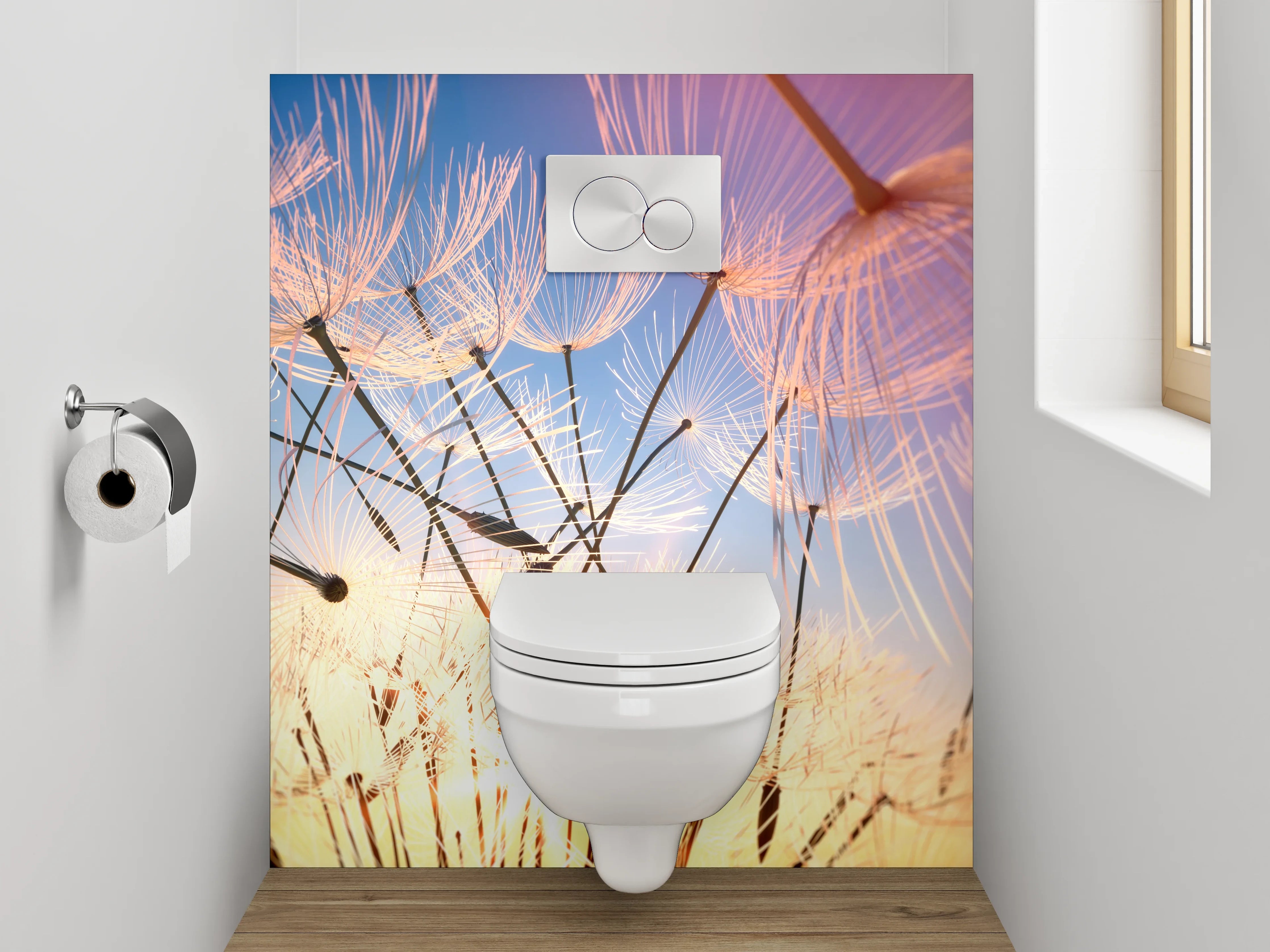 WC-Rückwand - Löwenzahn im Sonnenlicht Fotomotiv
