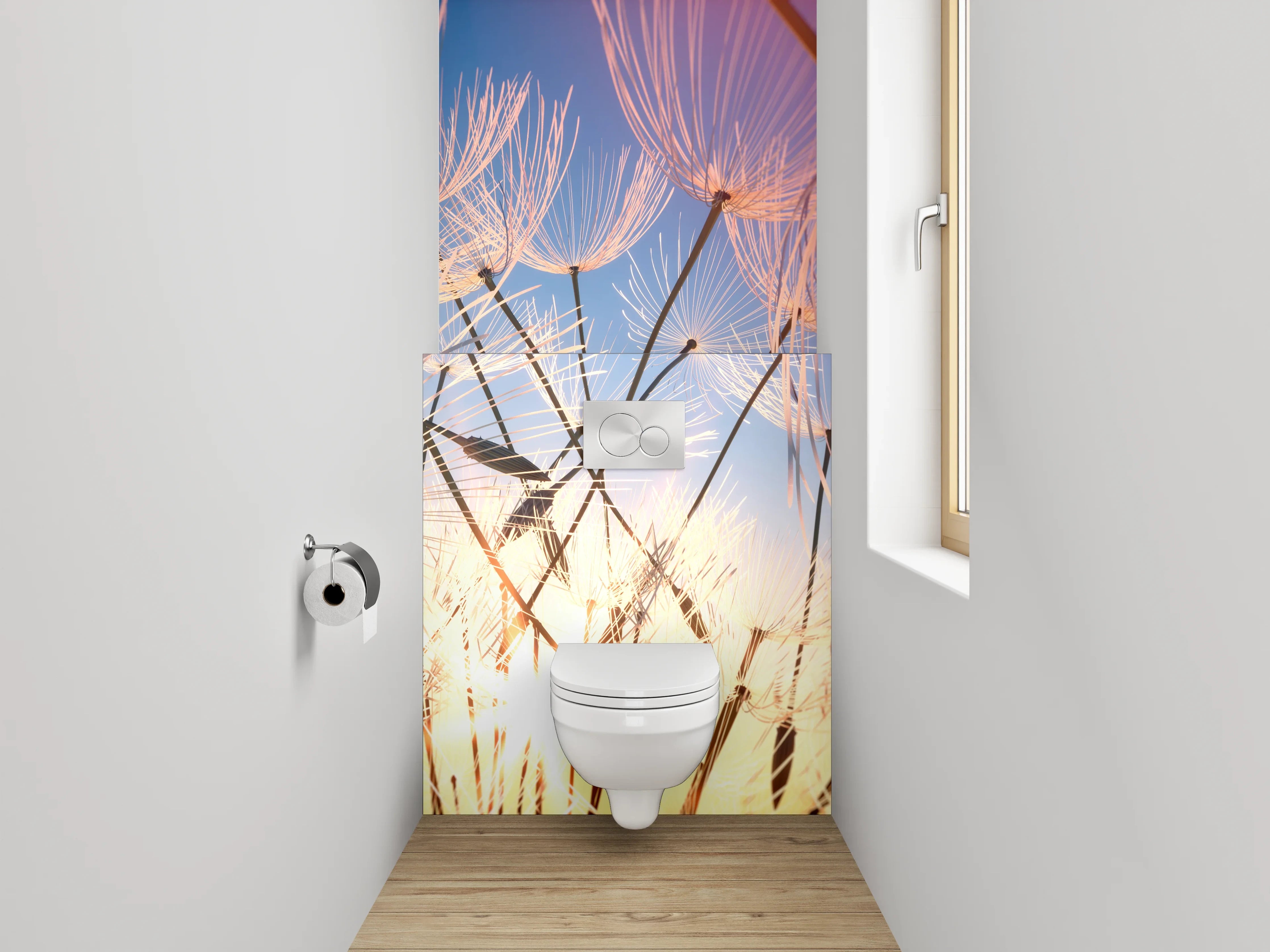 WC-Rückwand - Löwenzahn im Sonnenlicht Fotomotiv