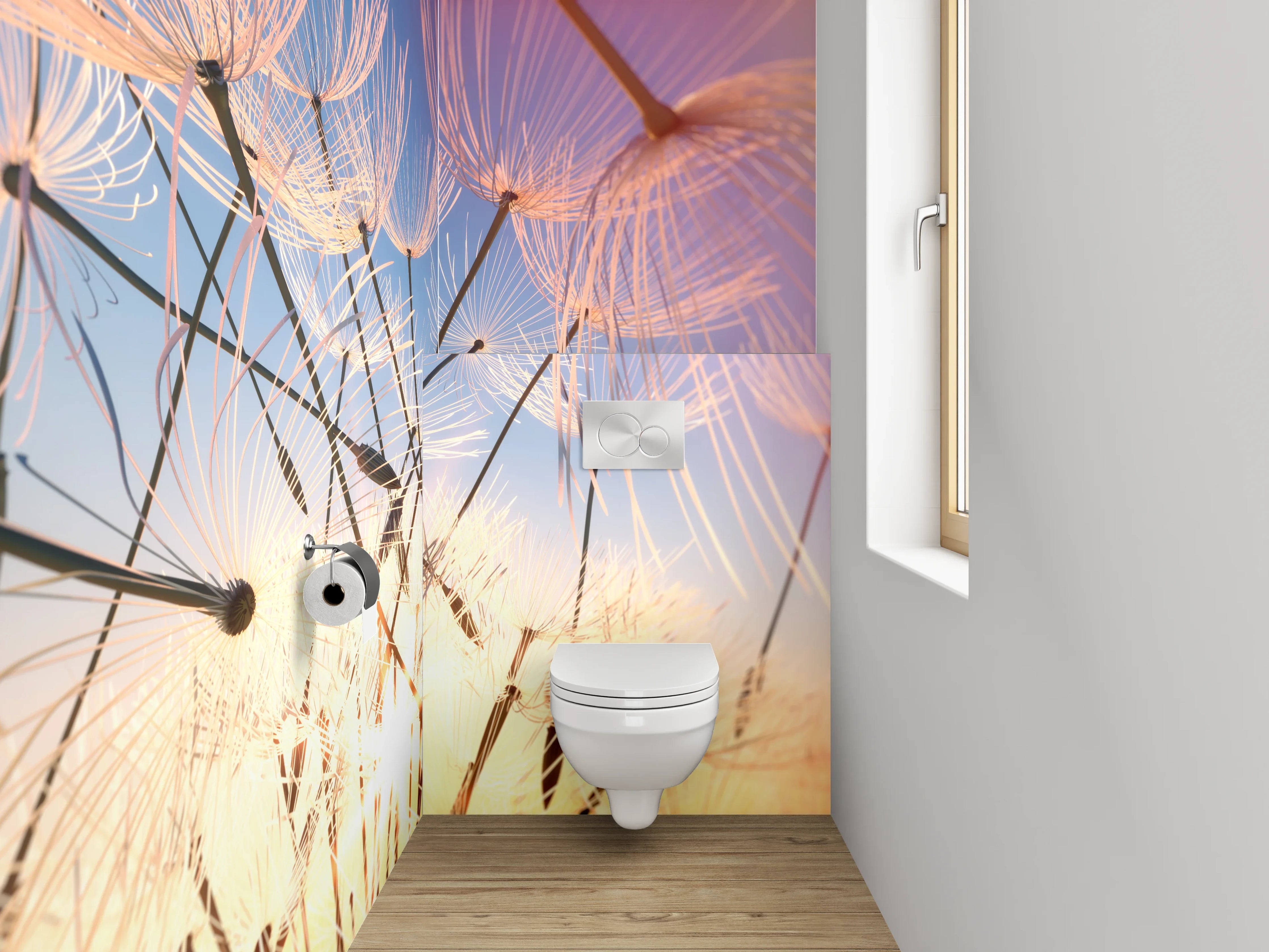 WC-Rückwand - Löwenzahn im Sonnenlicht Fotomotiv