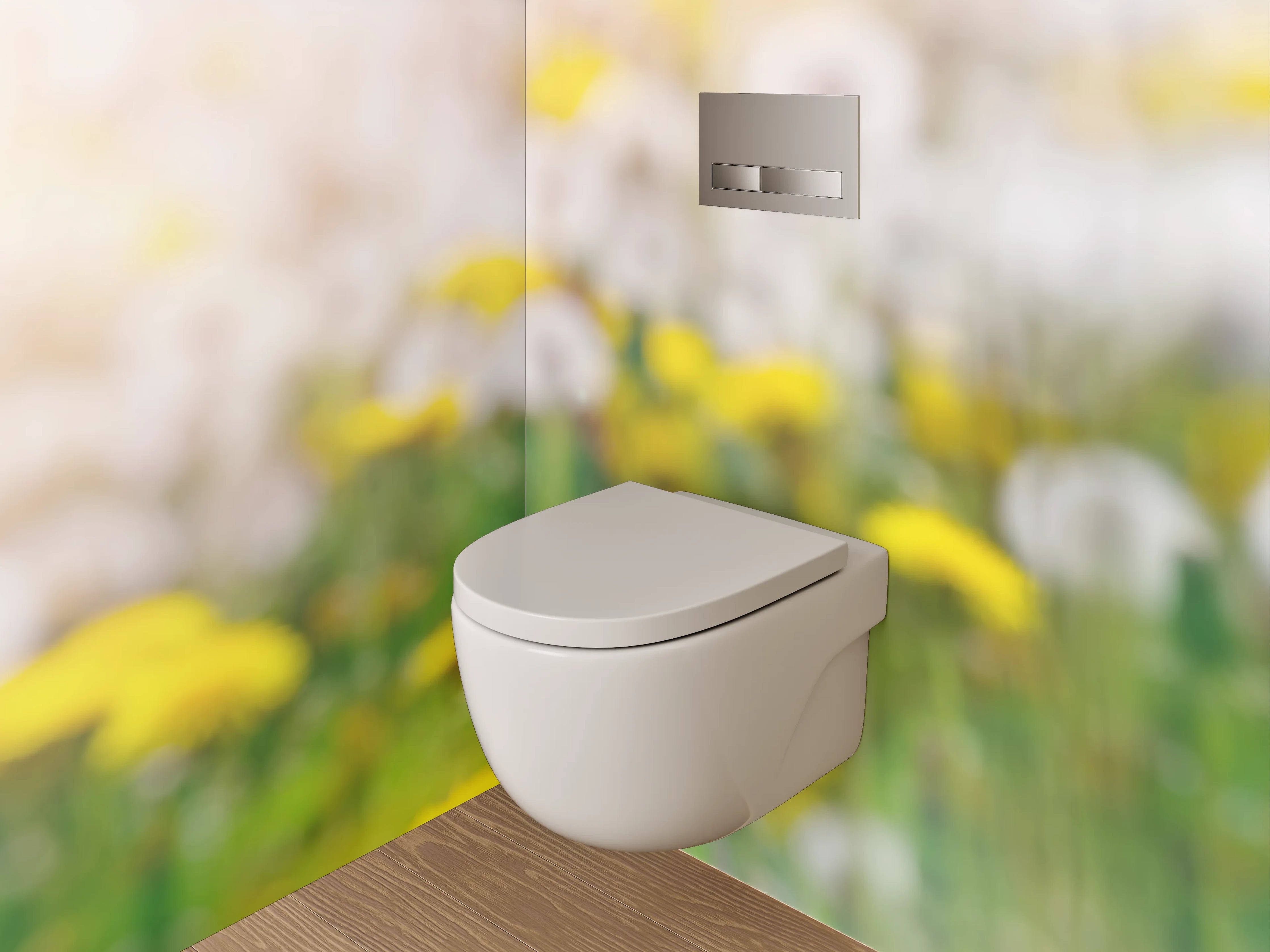 WC-Rückwand - Löwenzahnwiese im Sonnenlicht