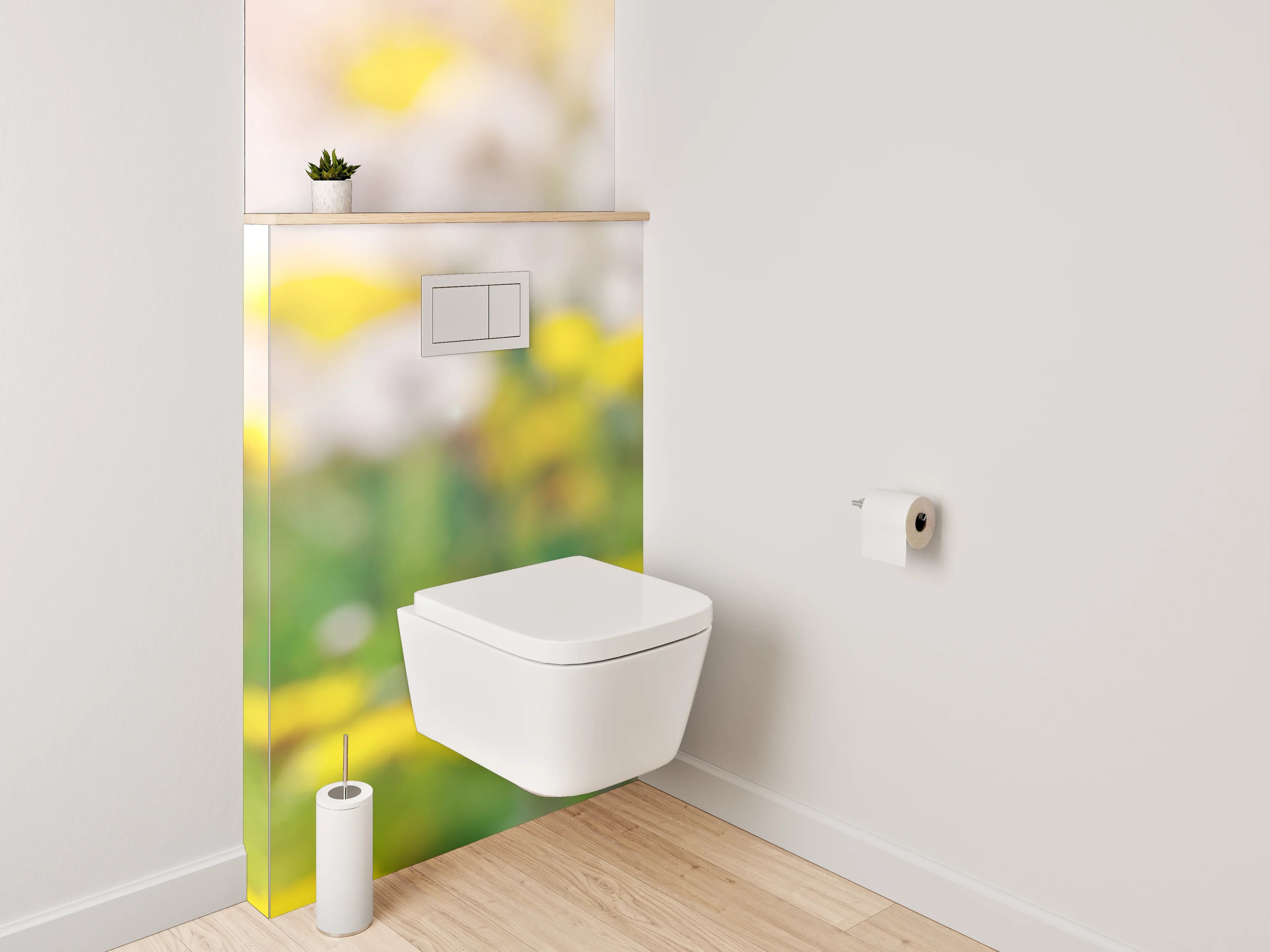 WC-Rückwand - Löwenzahnwiese im Sonnenlicht