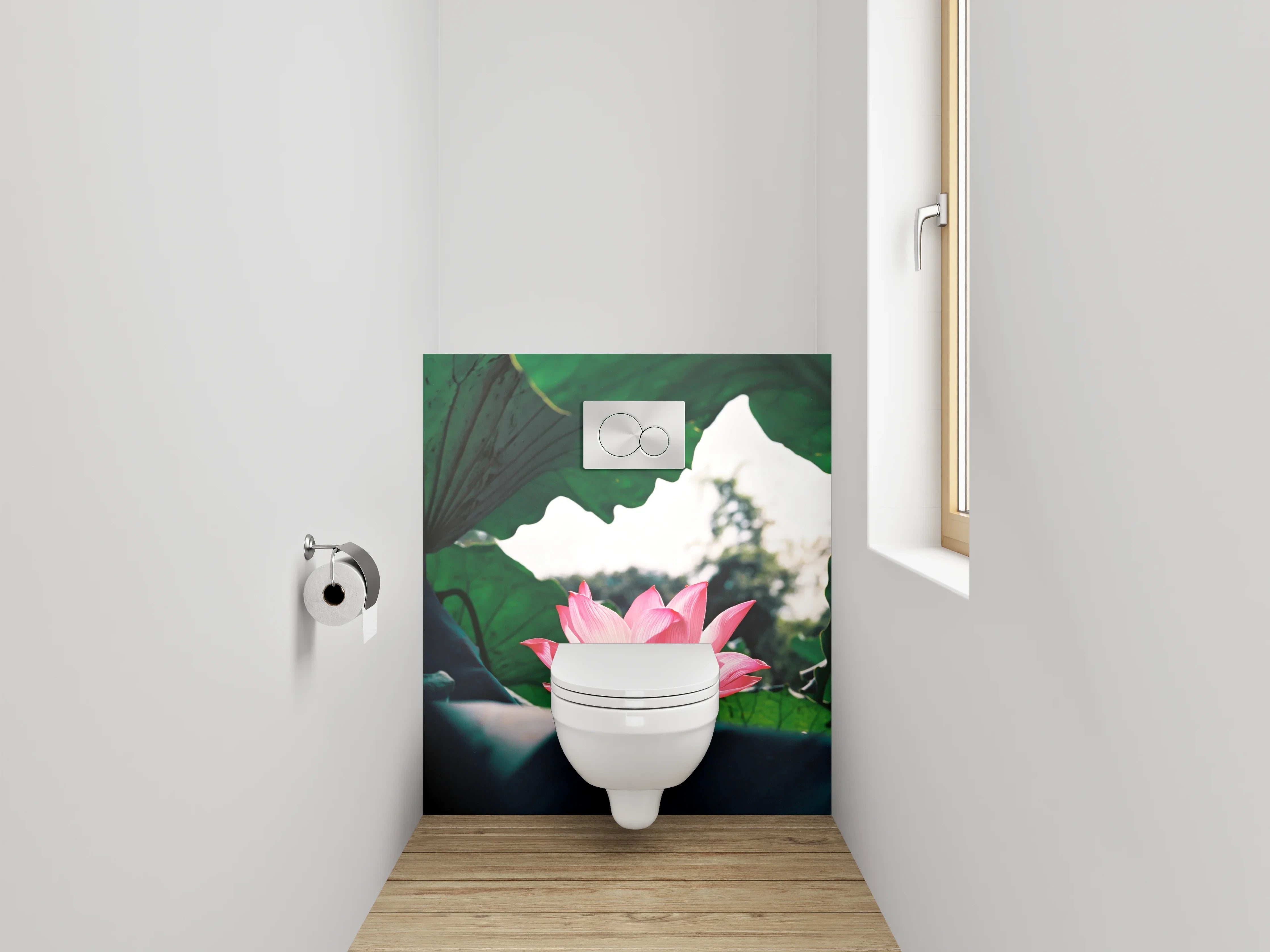 WC-Rückwand - Lotusblüte im Morgenlicht – Naturfoto