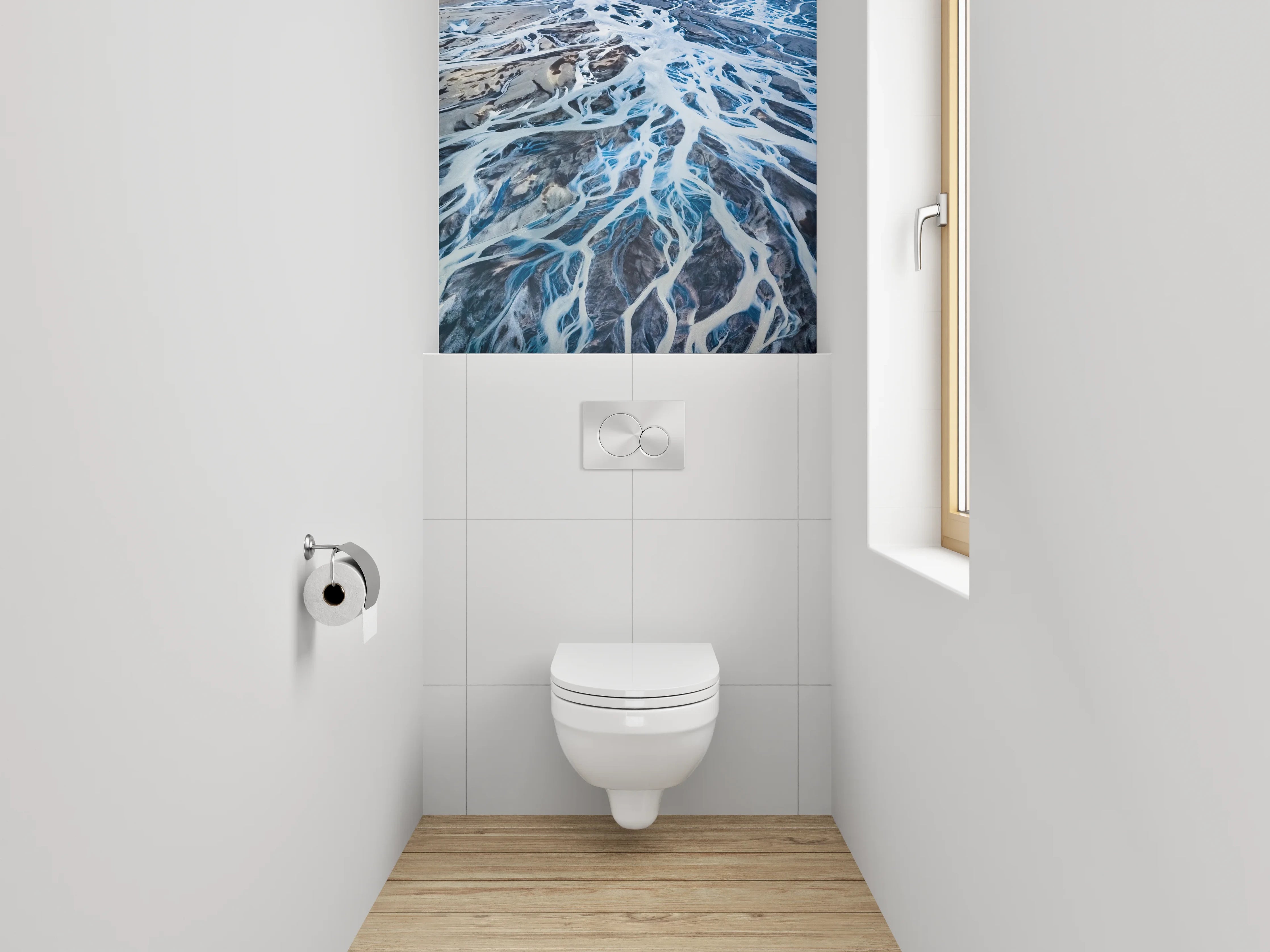 WC-Rückwand - Luftaufnahme abstrakte Wasseradern Blau Grau