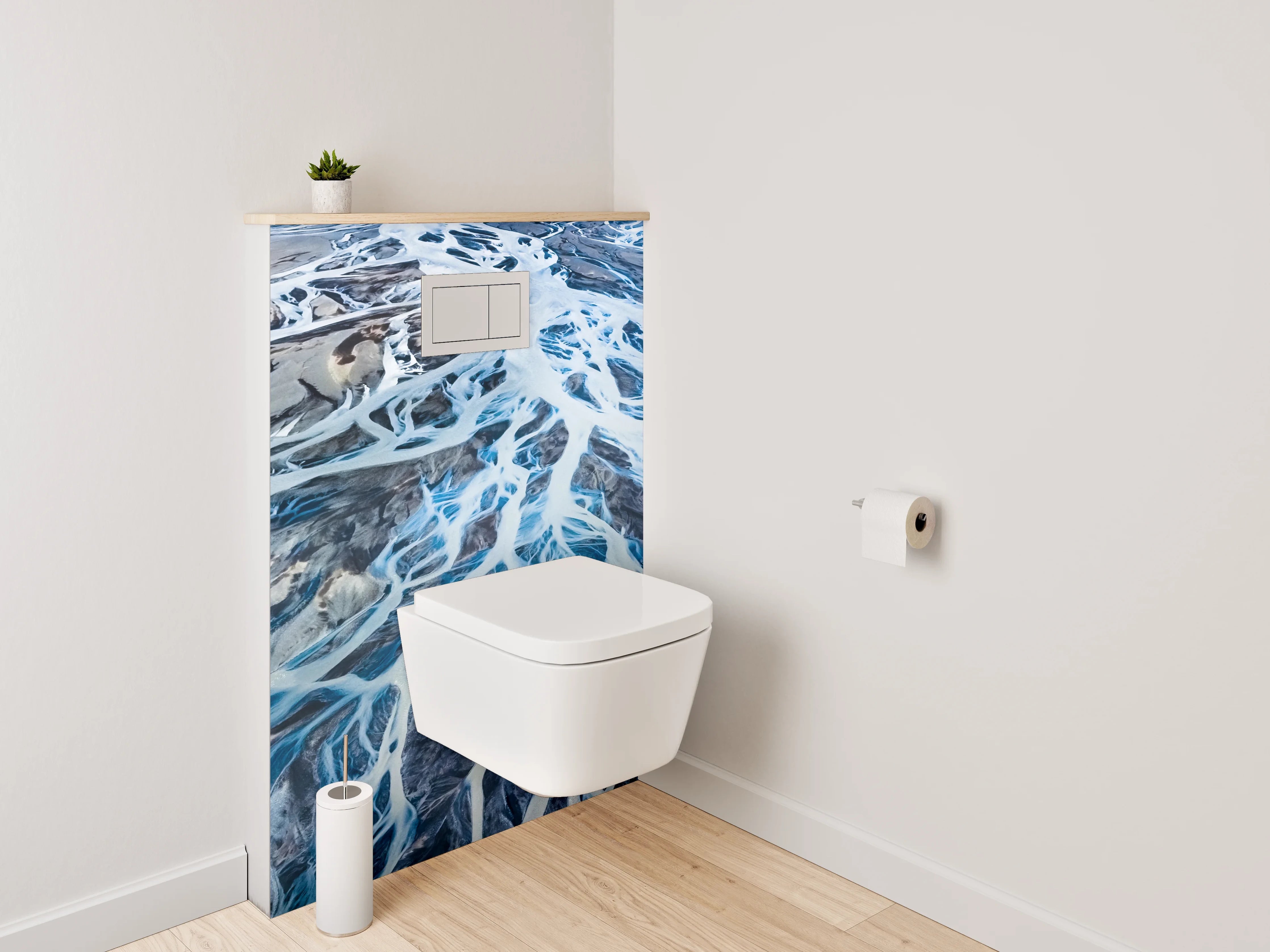 WC-Rückwand - Luftaufnahme abstrakte Wasseradern Blau Grau