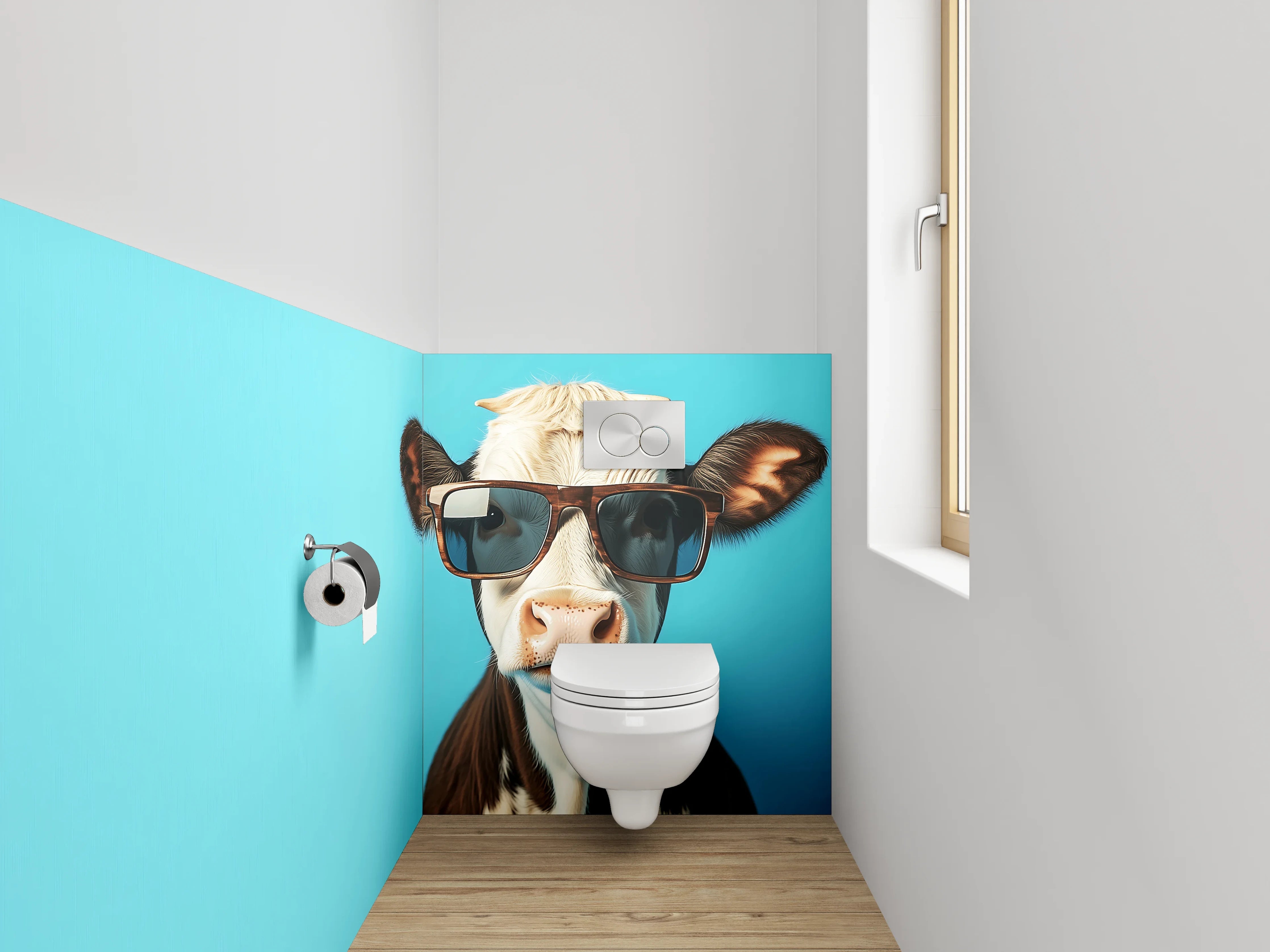 WC-Rückwand - Lustige Kuh mit Sonnenbrille