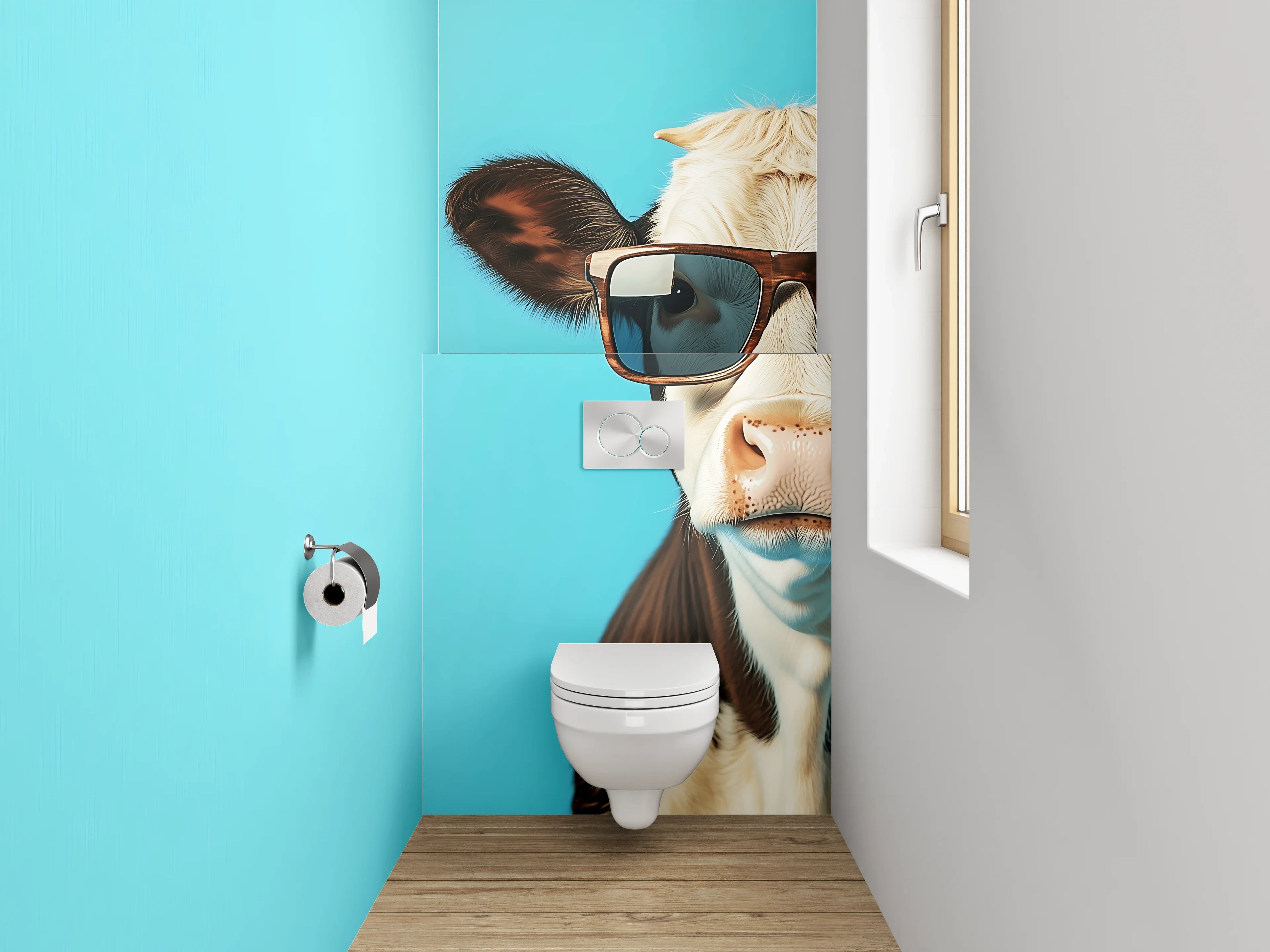 WC-Rückwand - Lustige Kuh mit Sonnenbrille
