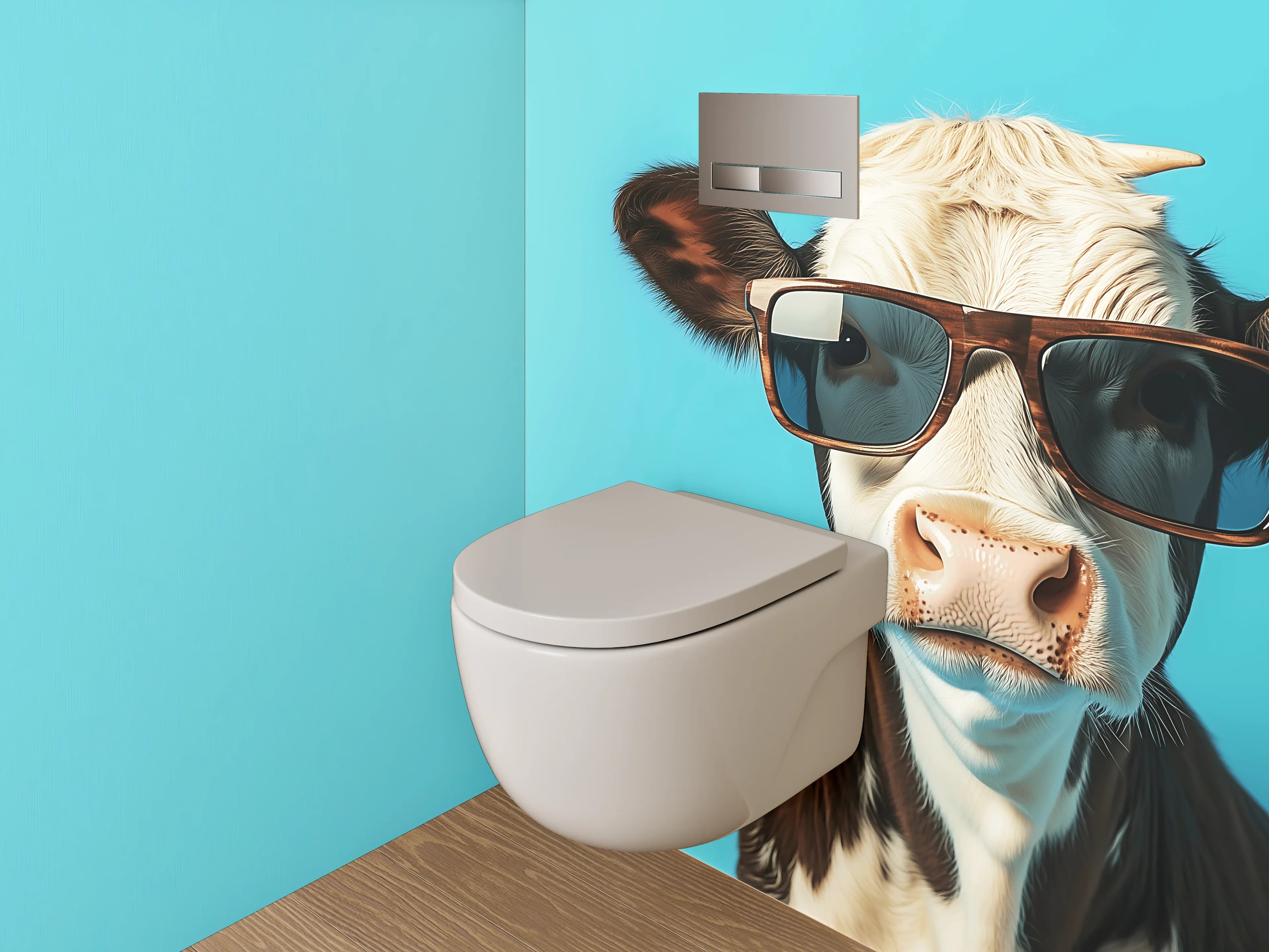 WC-Rückwand - Lustige Kuh mit Sonnenbrille