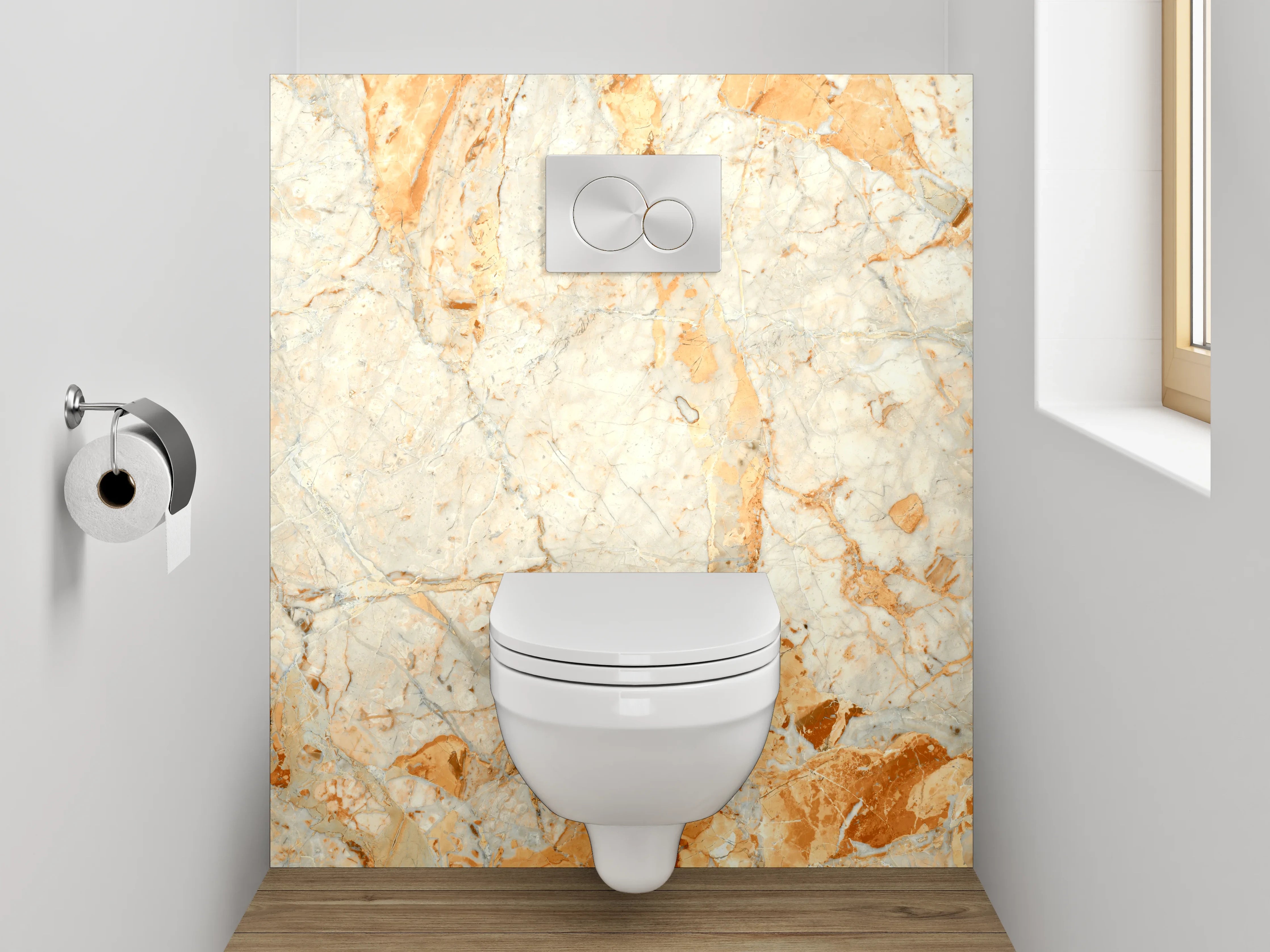 WC-Rückwand - Luxuriöse Marmoroptik Creme-Orange