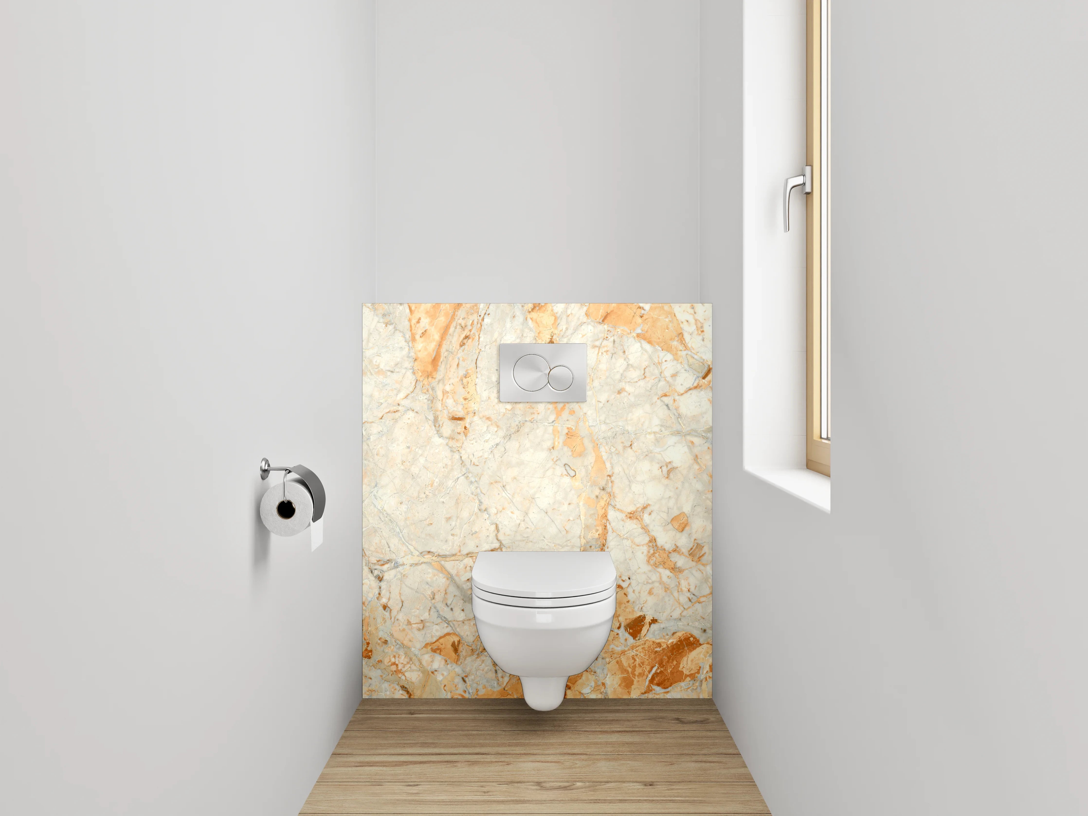 WC-Rückwand - Luxuriöse Marmoroptik Creme-Orange