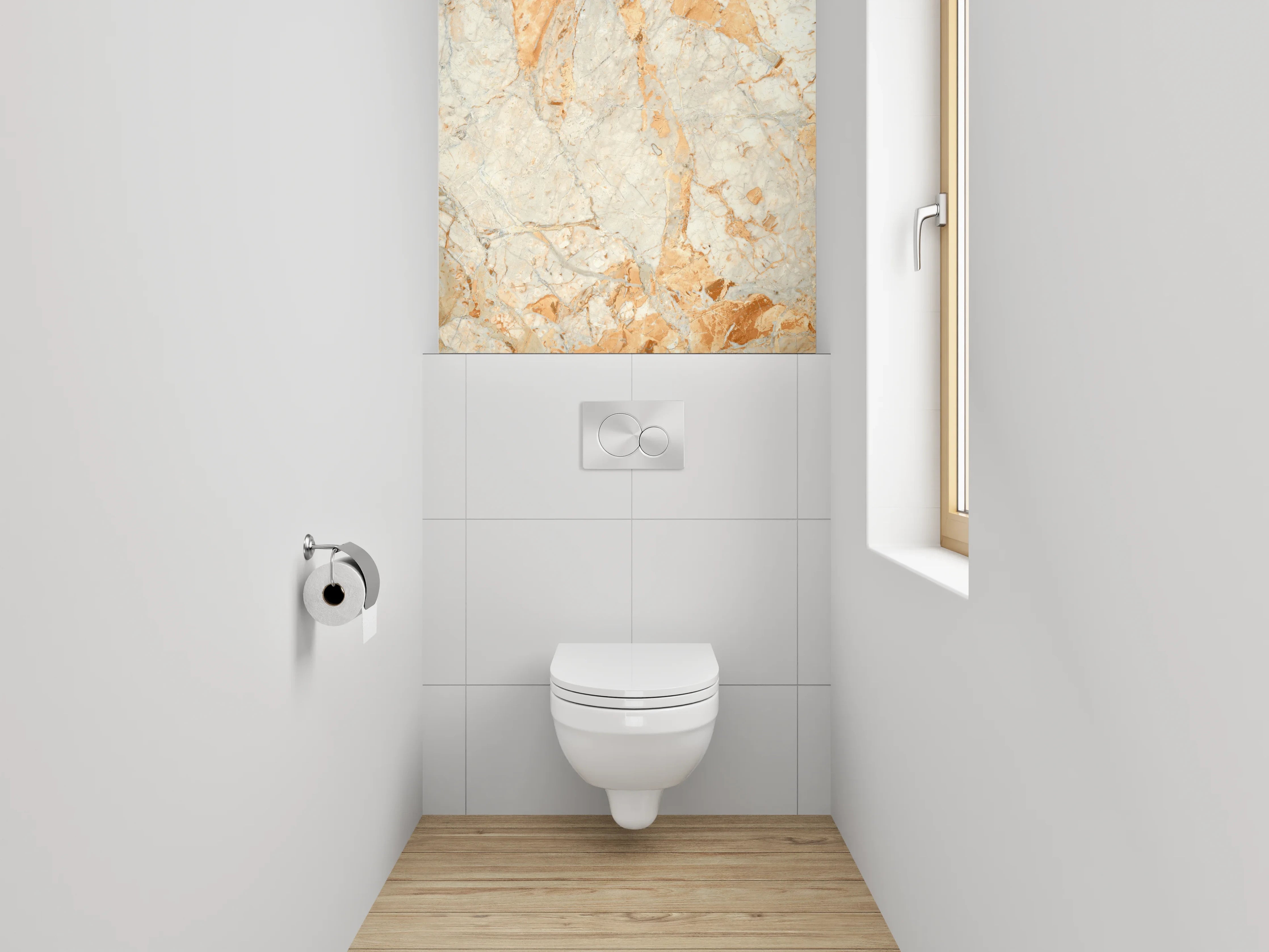 WC-Rückwand - Luxuriöse Marmoroptik Creme-Orange