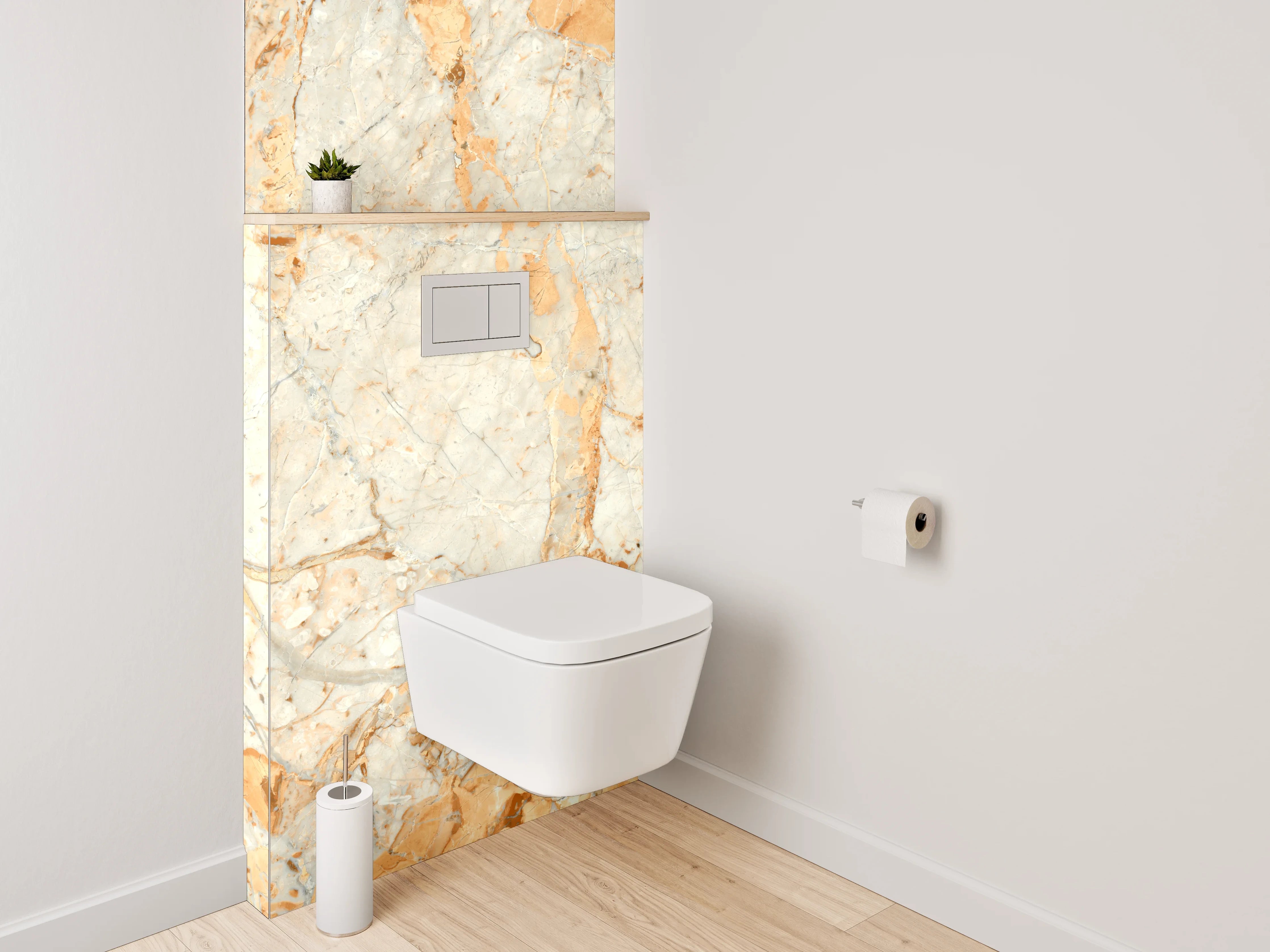WC-Rückwand - Luxuriöse Marmoroptik Creme-Orange