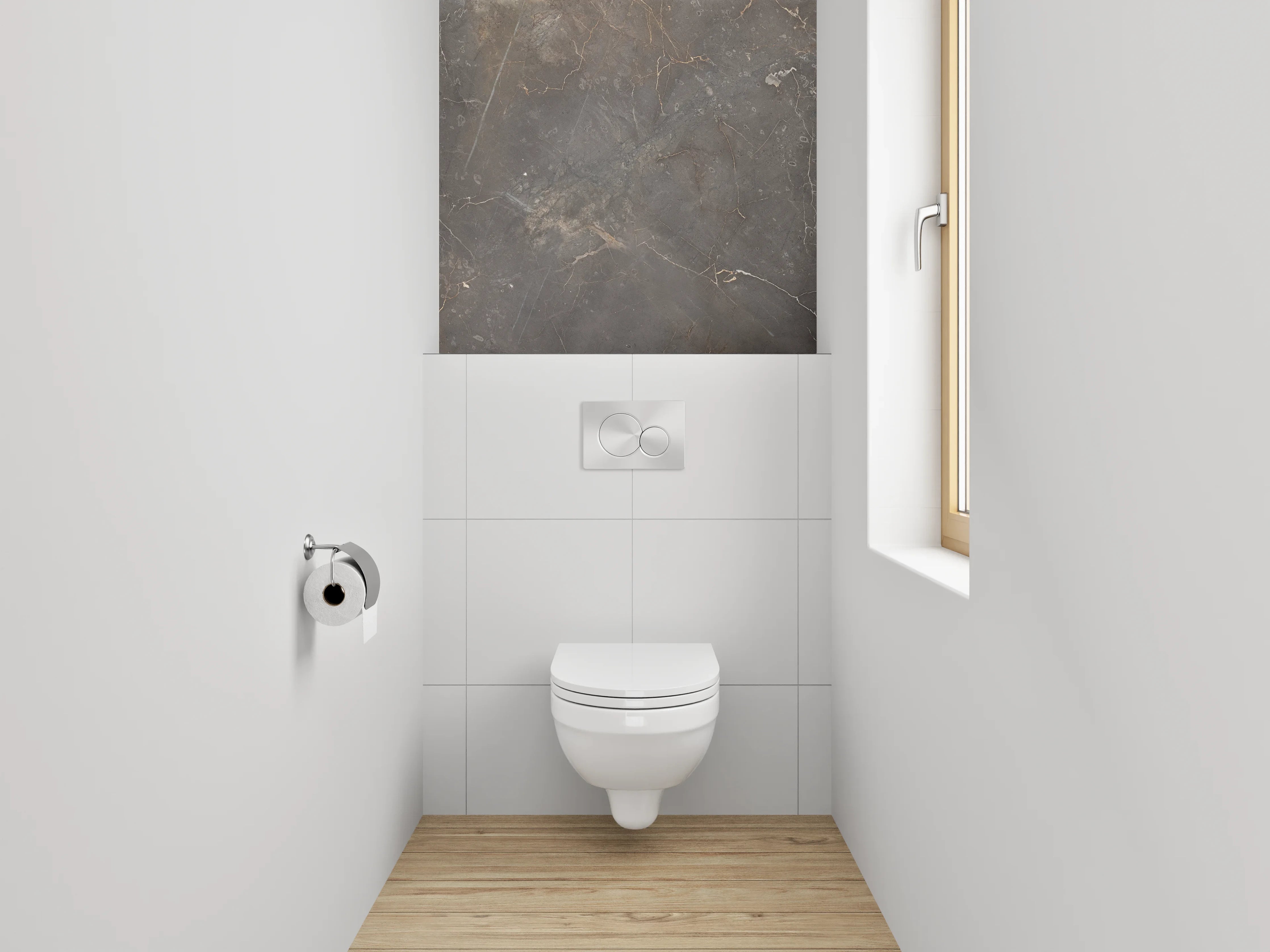 WC-Rückwand - Luxuriöse Marmoroptik Grau Gold