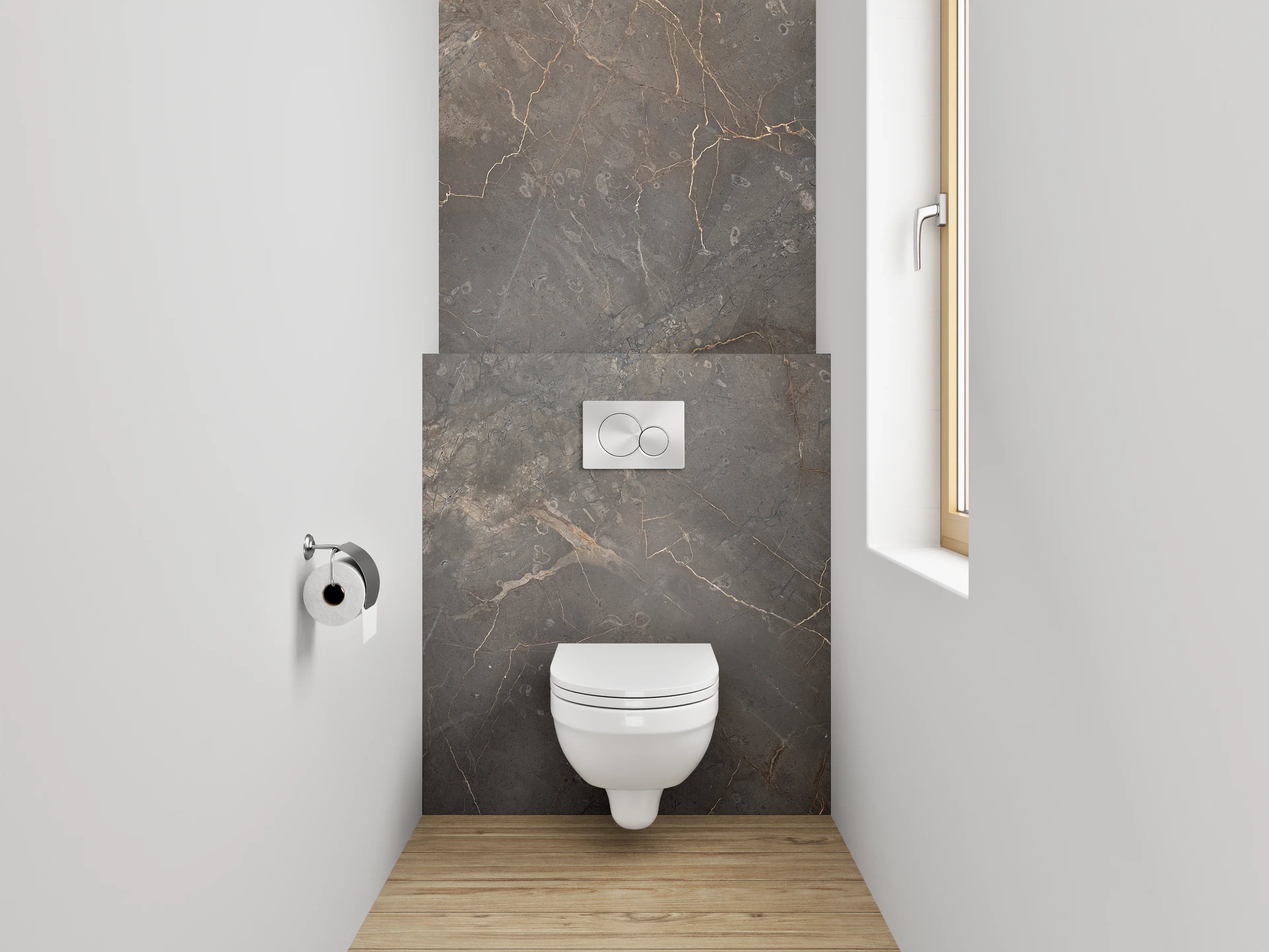 WC-Rückwand - Luxuriöse Marmoroptik Grau Gold