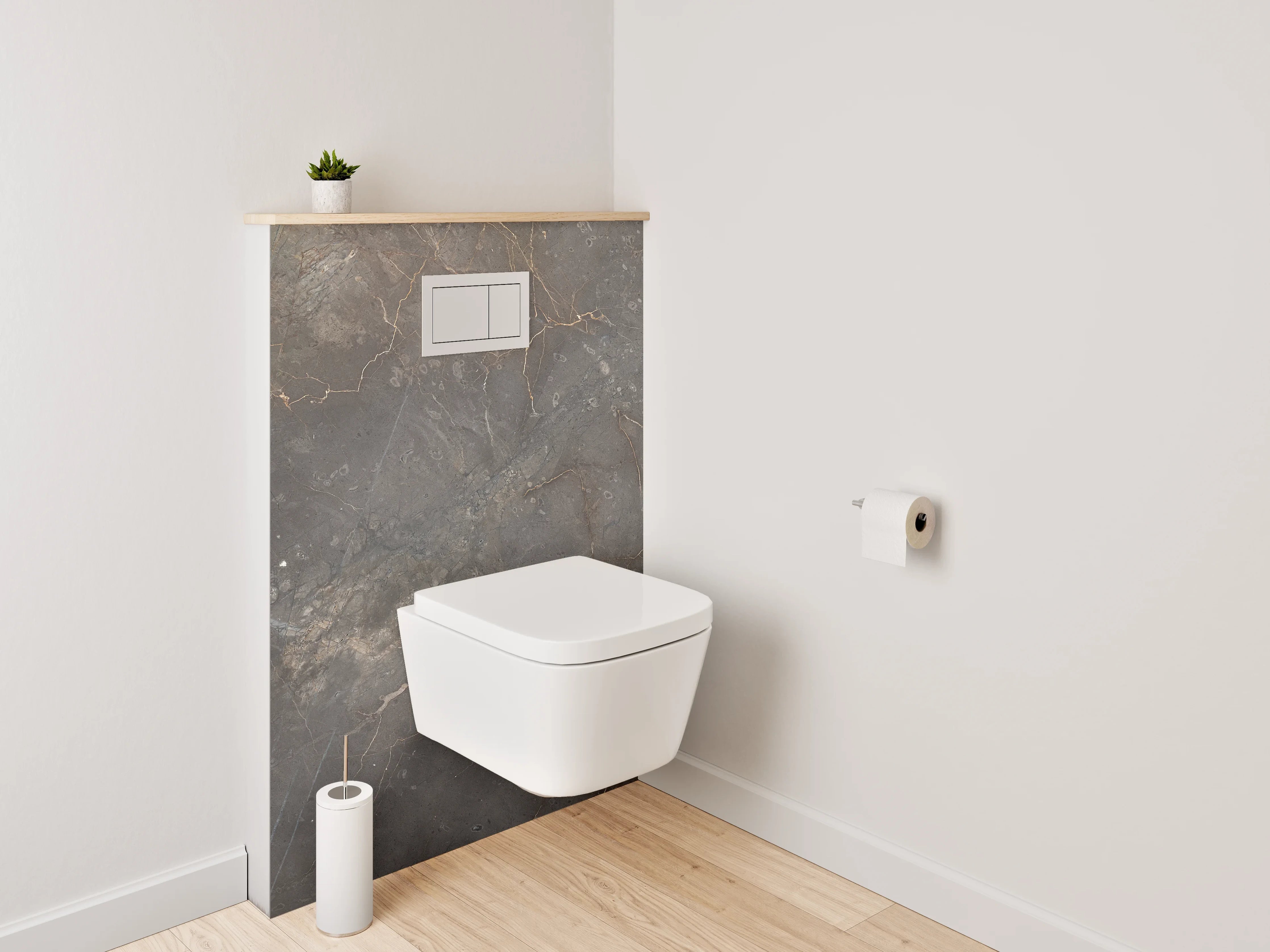 WC-Rückwand - Luxuriöse Marmoroptik Grau Gold