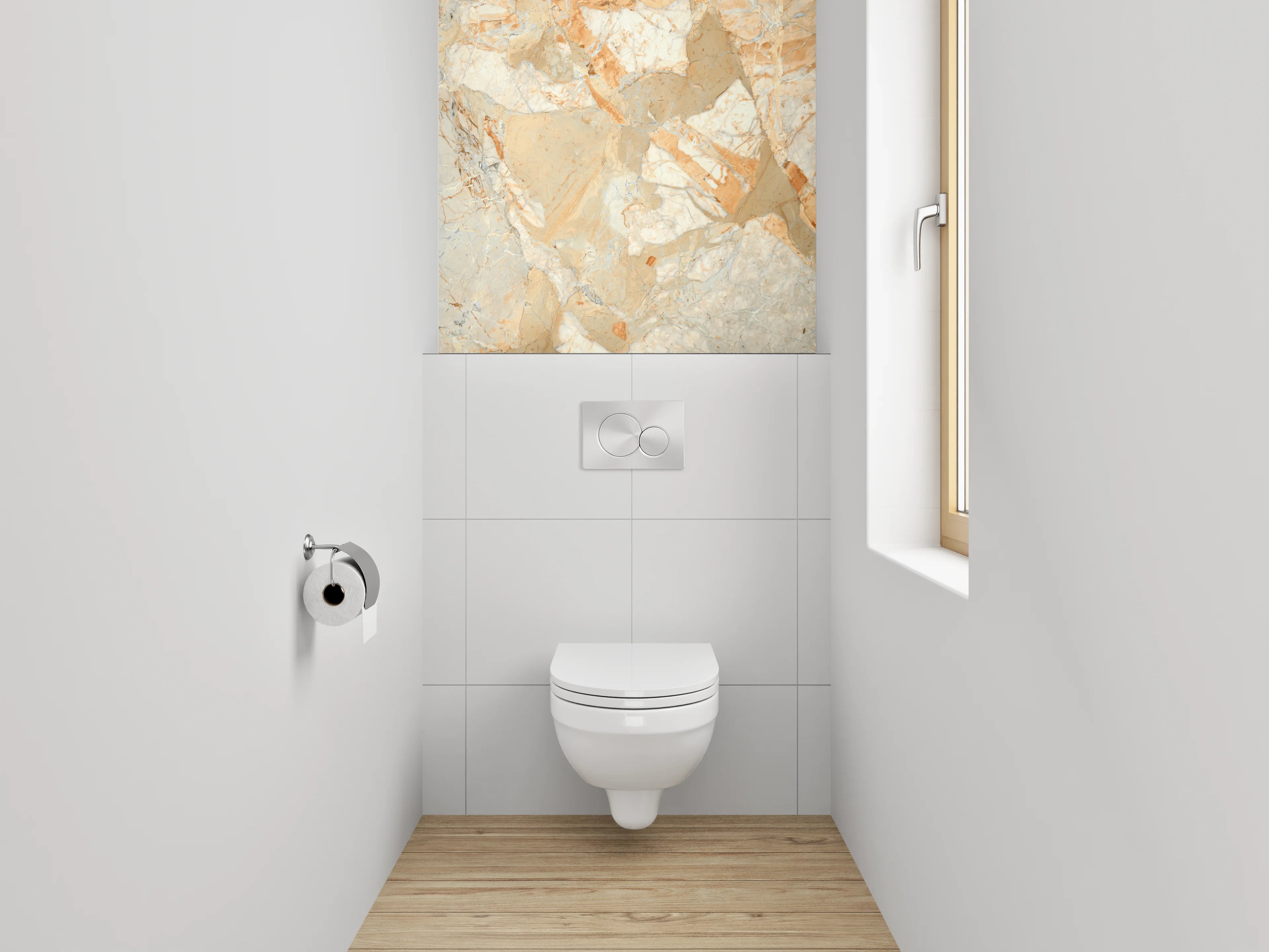 WC-Rückwand - Luxuriöse Marmoroptik Orange Beige Grau