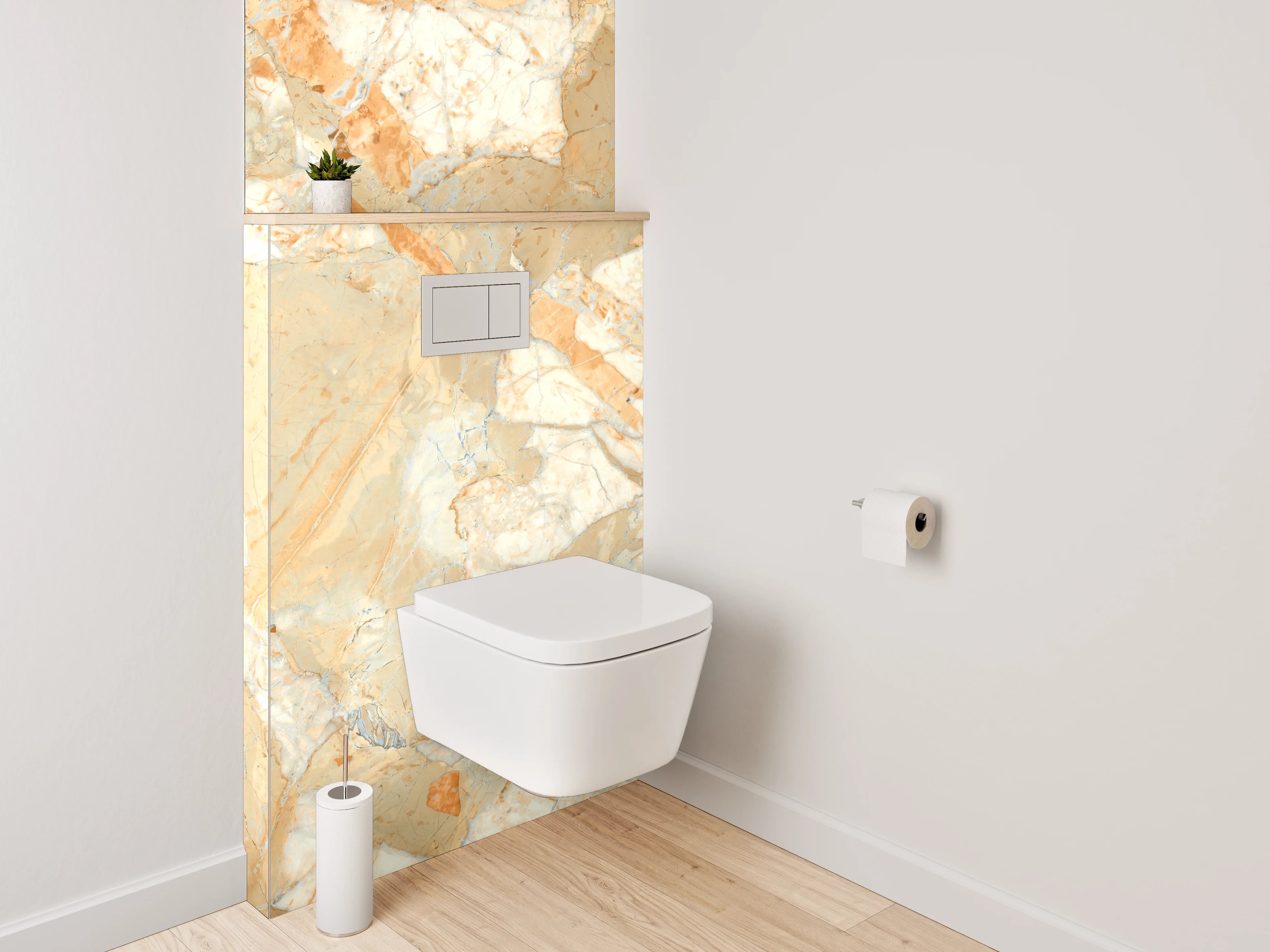 WC-Rückwand - Luxuriöse Marmoroptik Orange Beige Grau
