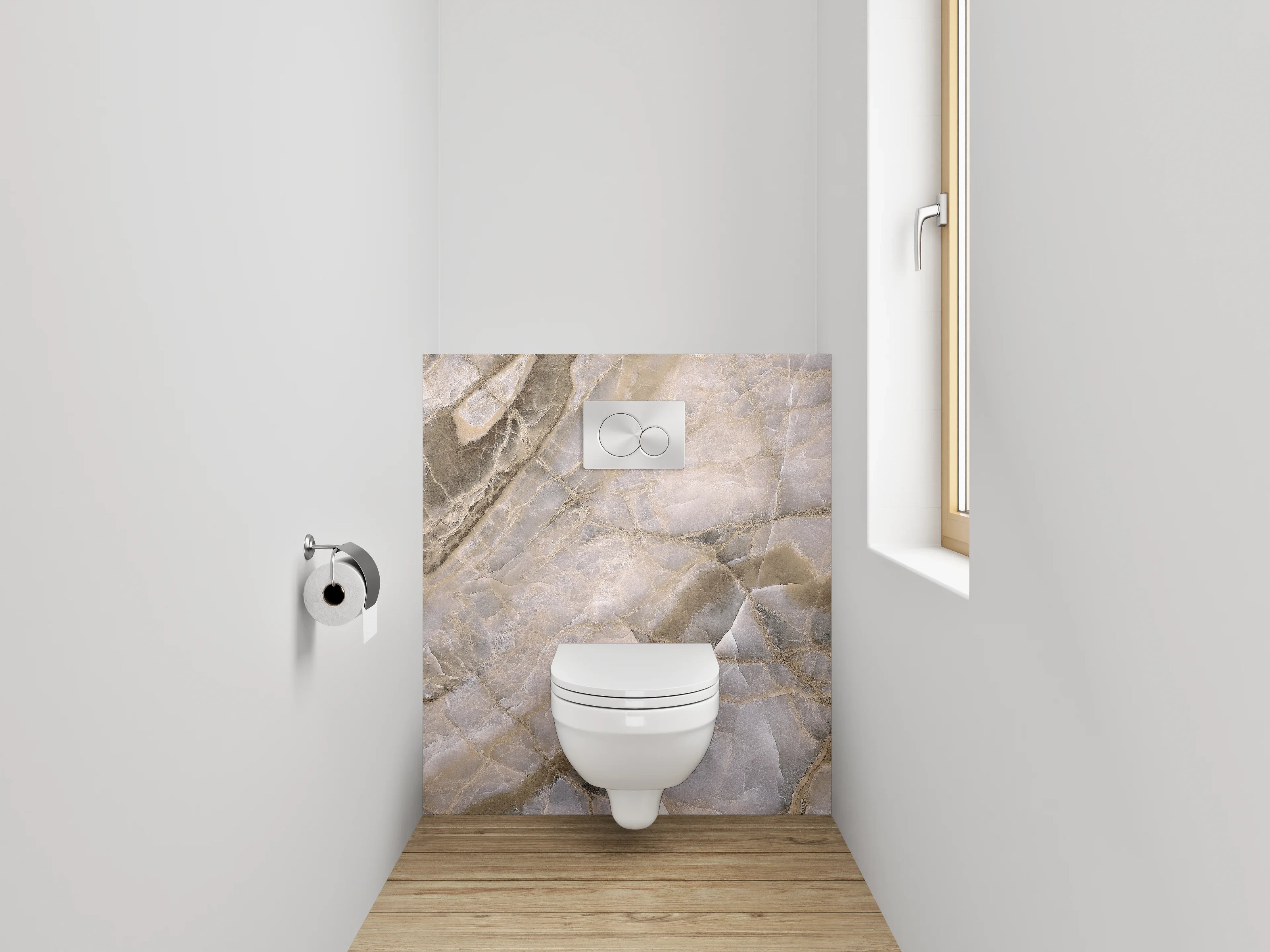 WC-Rückwand - Luxuriöse beige-graue Marmoroptik