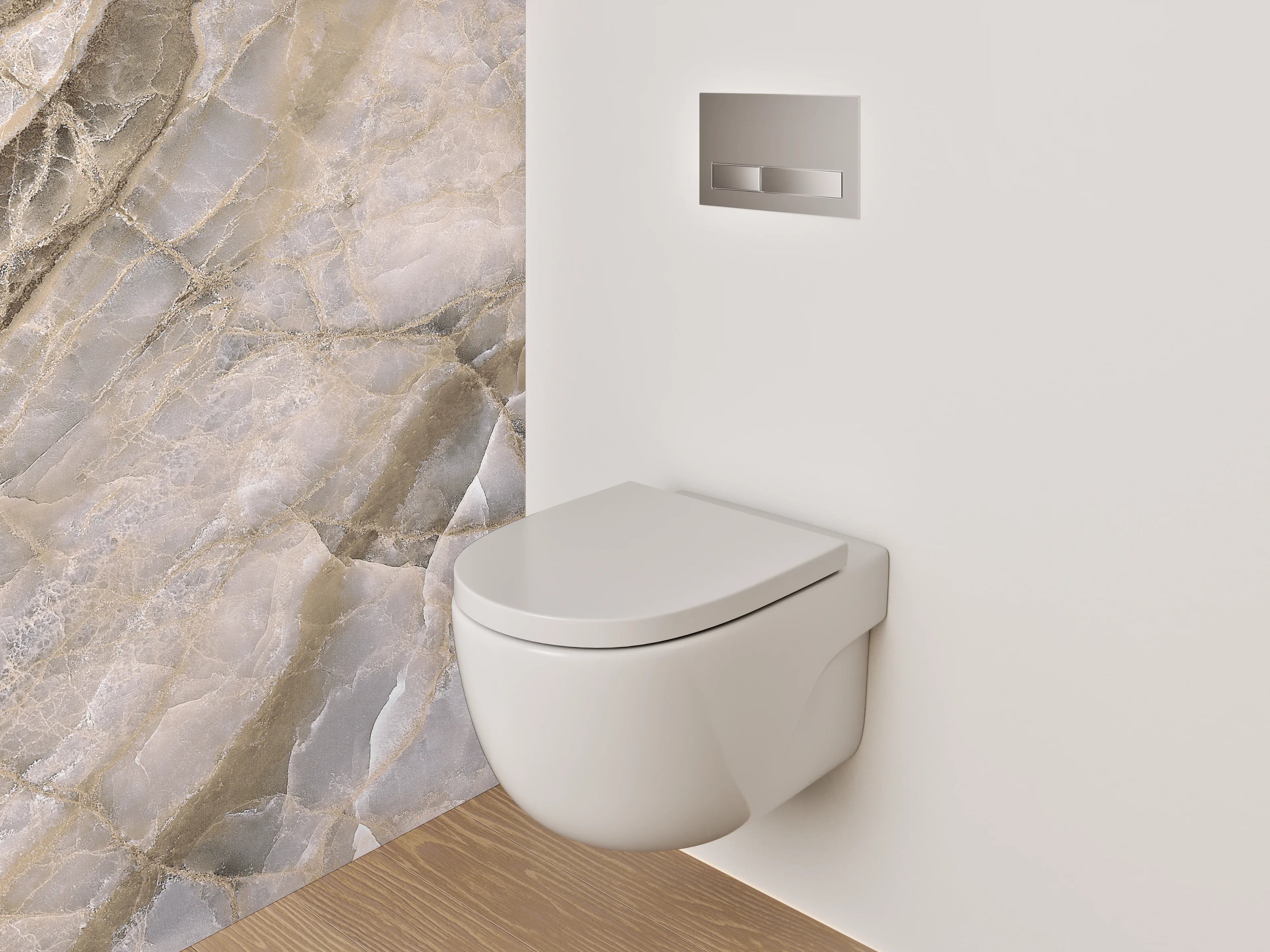 WC-Rückwand - Luxuriöse beige-graue Marmoroptik