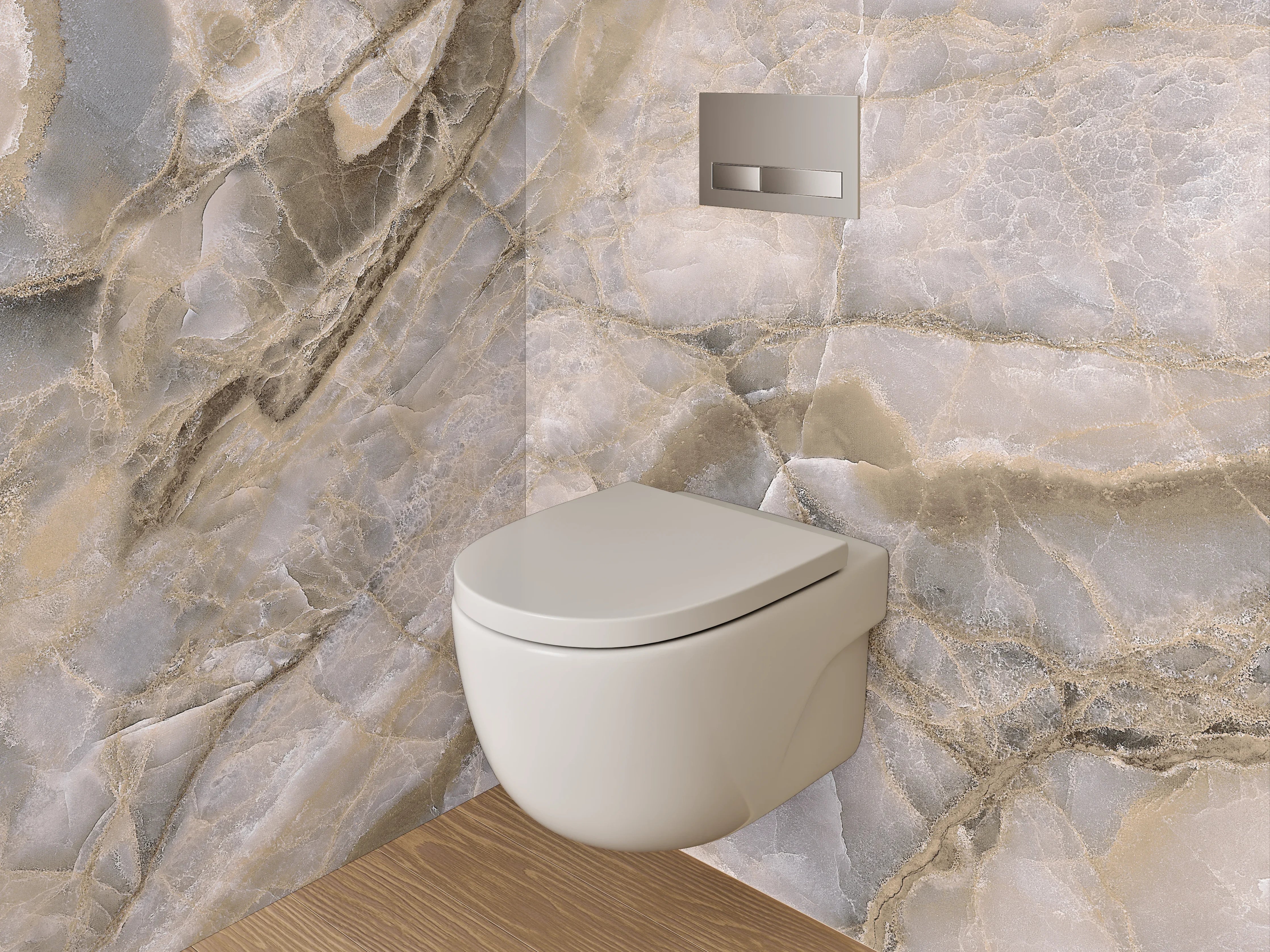 WC-Rückwand - Luxuriöse beige-graue Marmoroptik