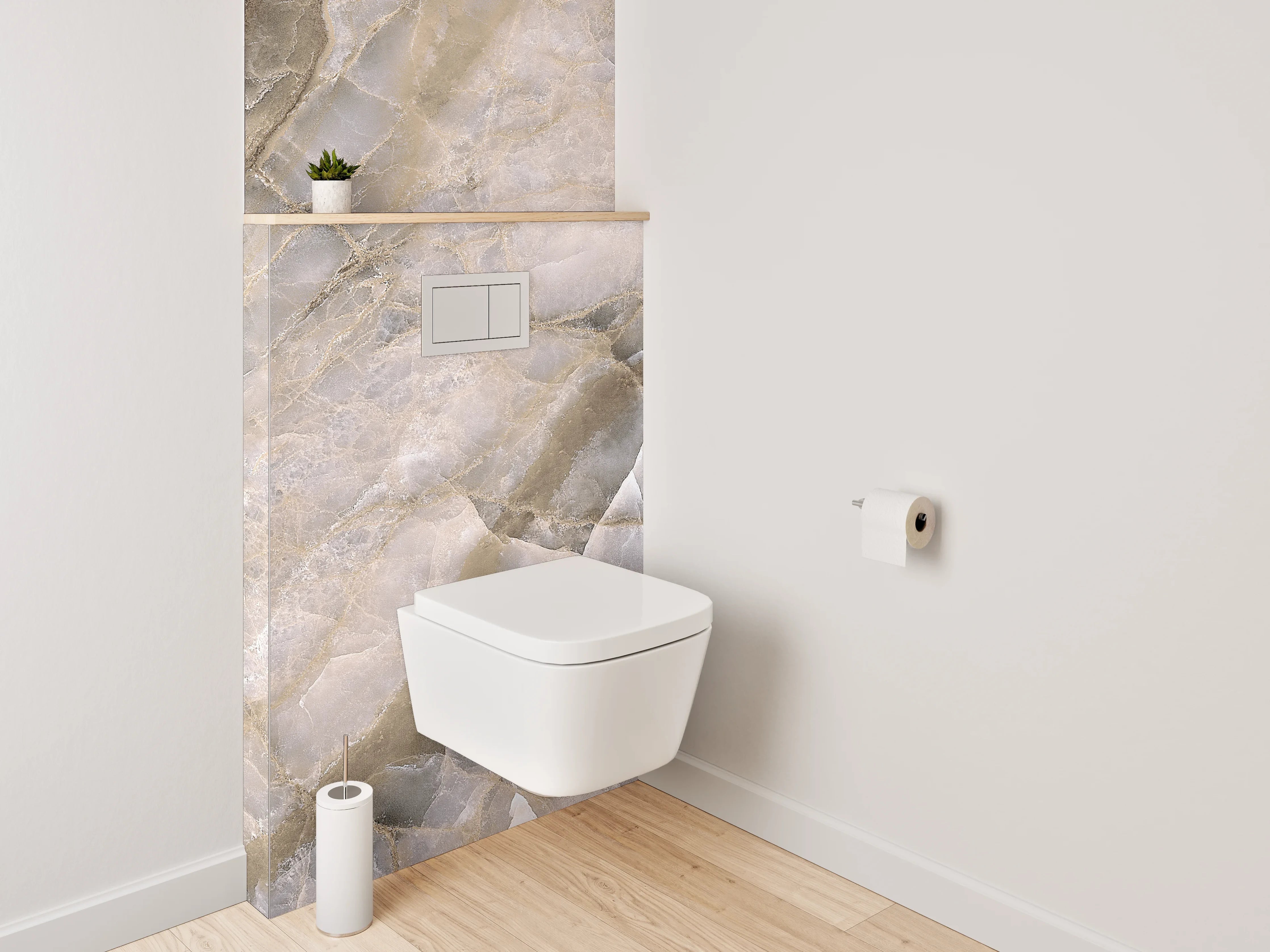 WC-Rückwand - Luxuriöse beige-graue Marmoroptik