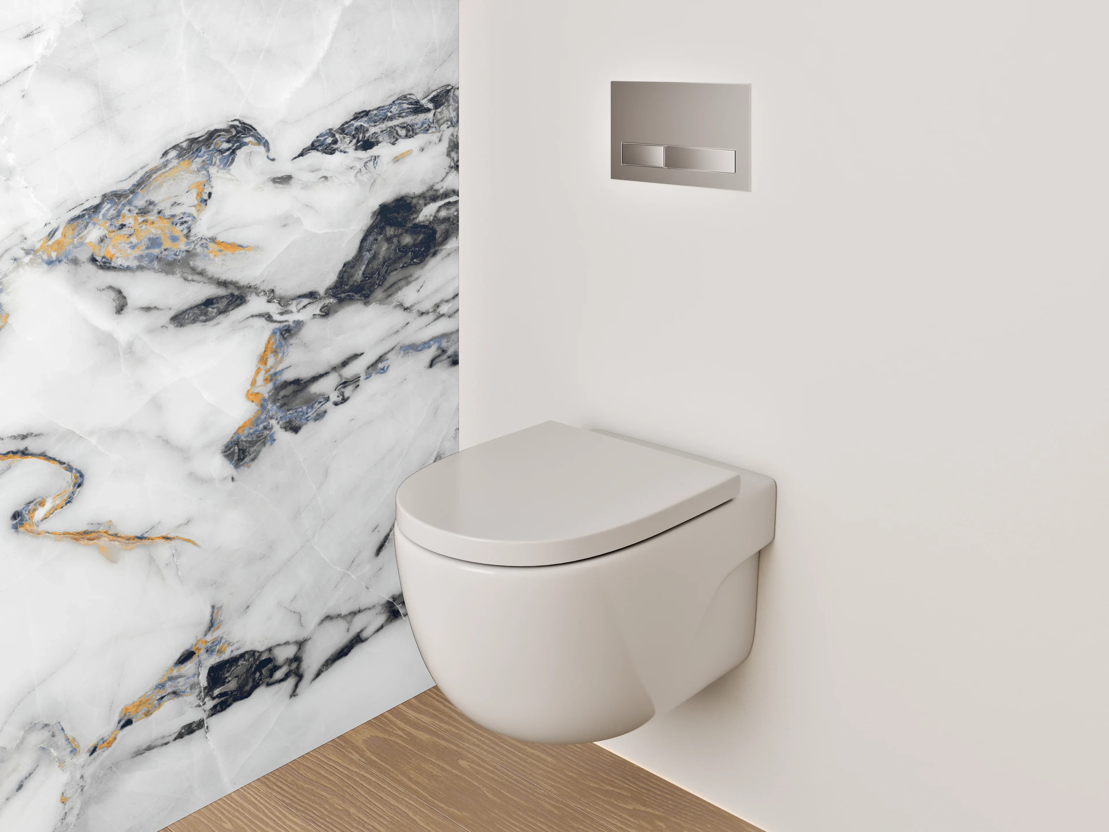 WC-Rückwand - Luxuriöser Weiß-Gold-Marmor mit schwarzen Adern