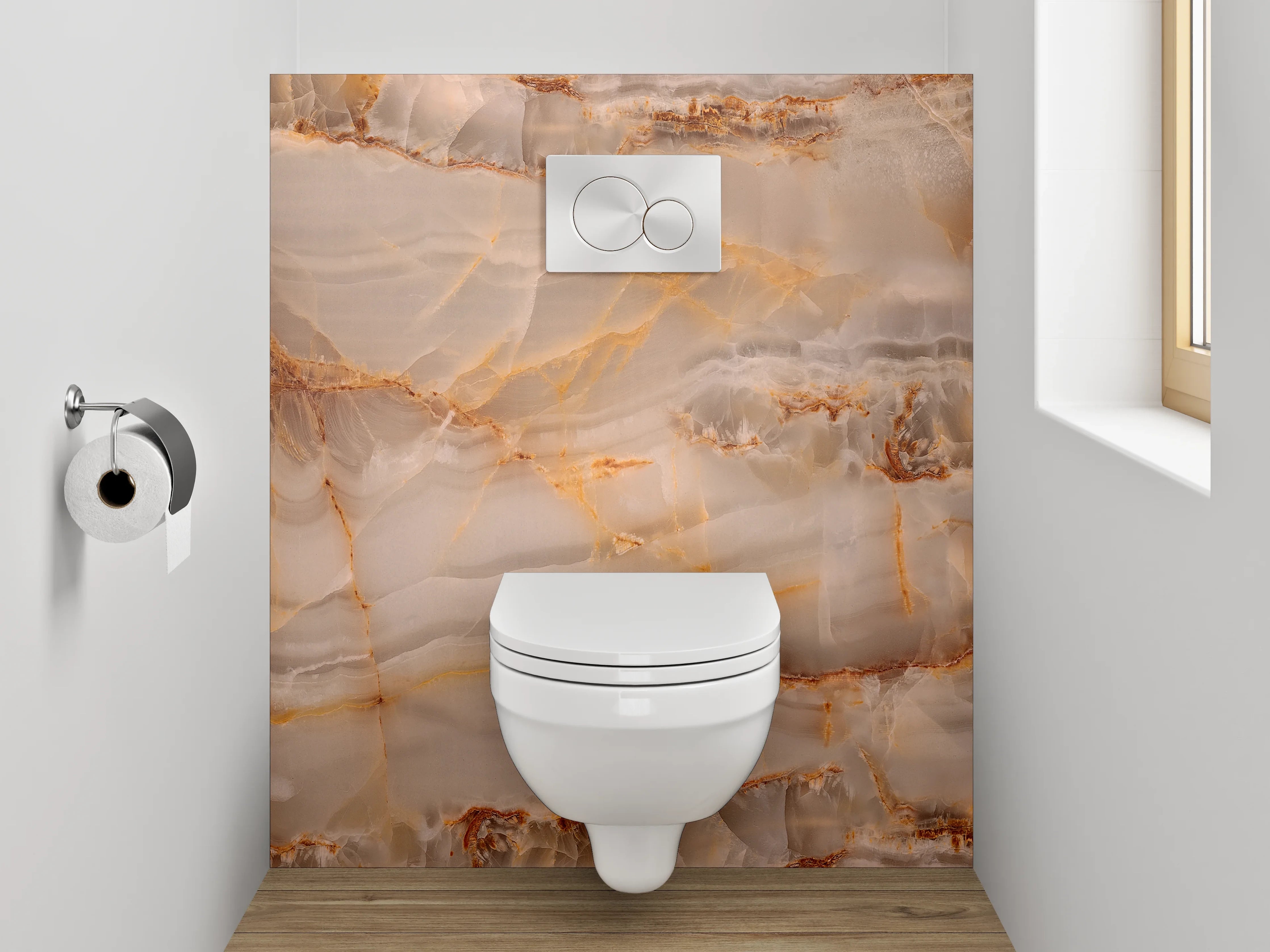WC-Rückwand - Luxus Marmoroptik Beige Braun