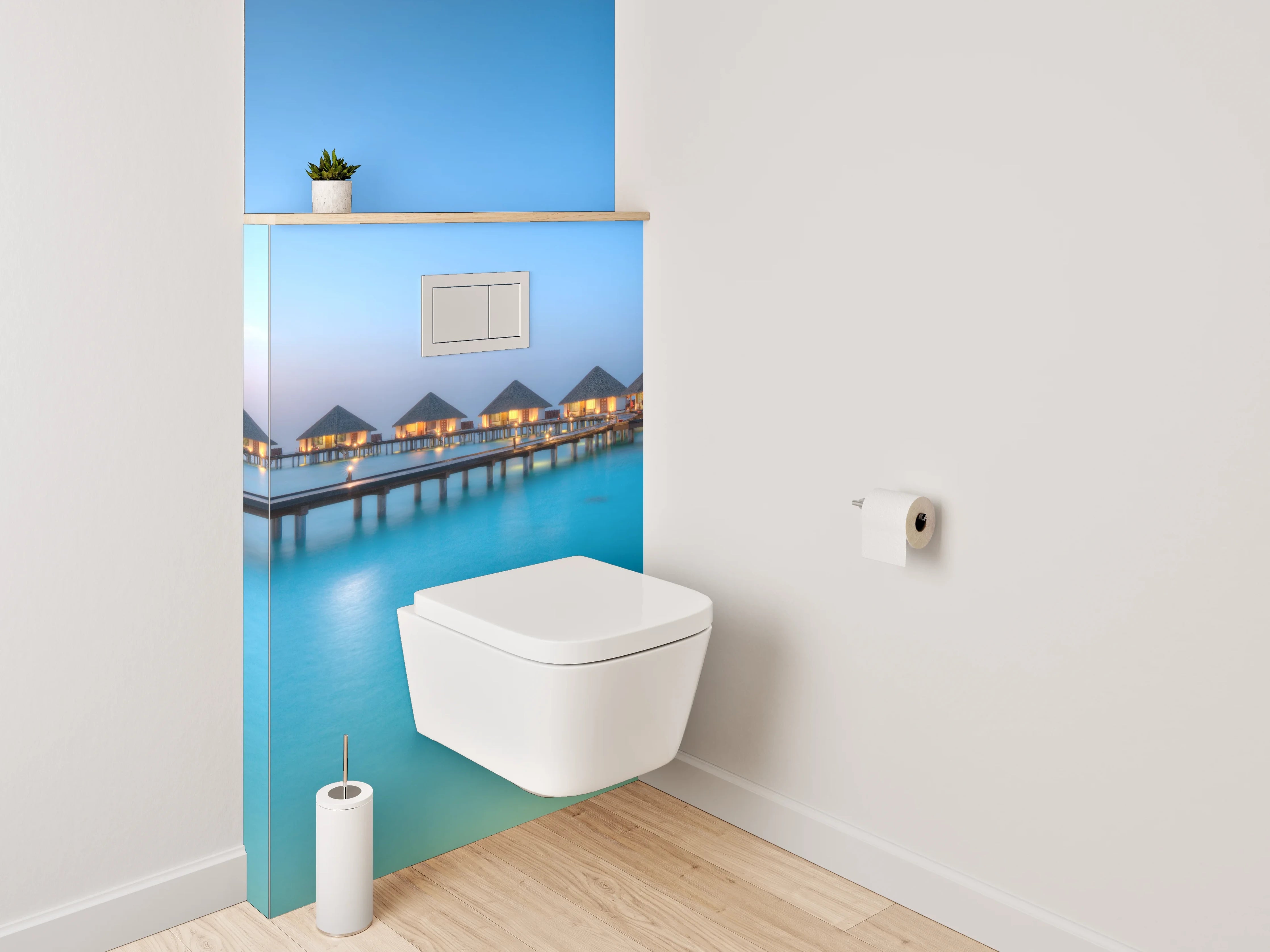 WC-Rückwand - Luxus Wasservillen auf türkisblauem Meer